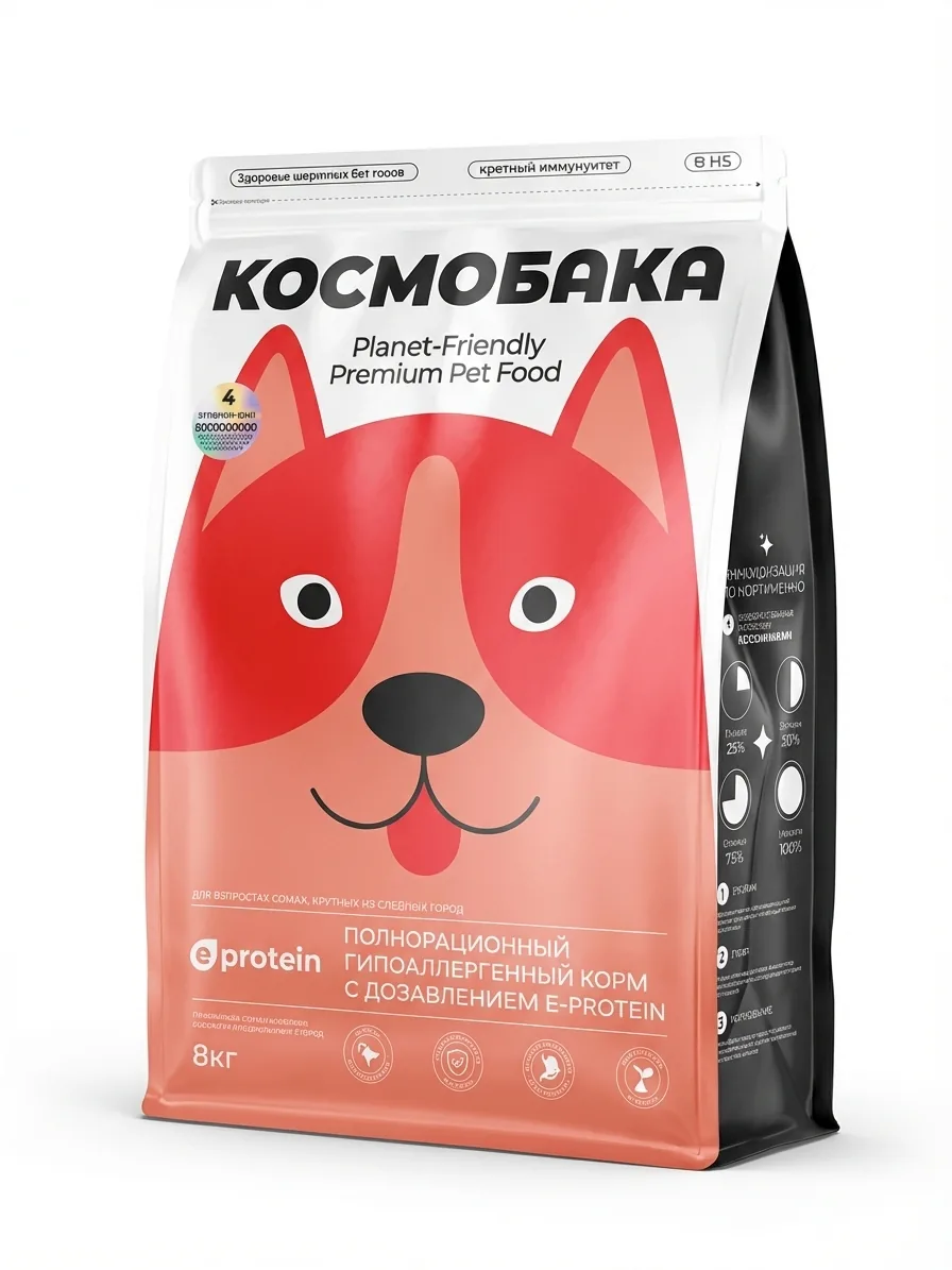 Изображение 1 для Корм сухой для собак 8 кг Космобака от Cosmopet гипоаллергенный холистик для крупных и средних пород с ягненком с пробиотиком