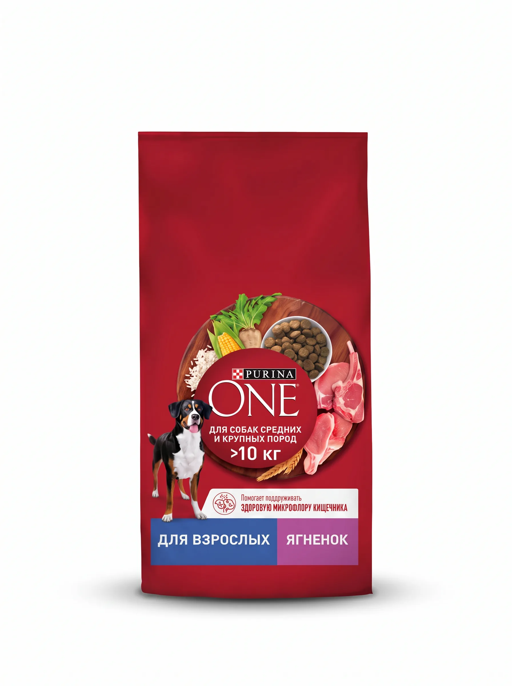 Изображение 1 для Сухой корм Purina ONE Adult для взрослых собак средних и крупных пород с ягненком и рисом, 10 кг