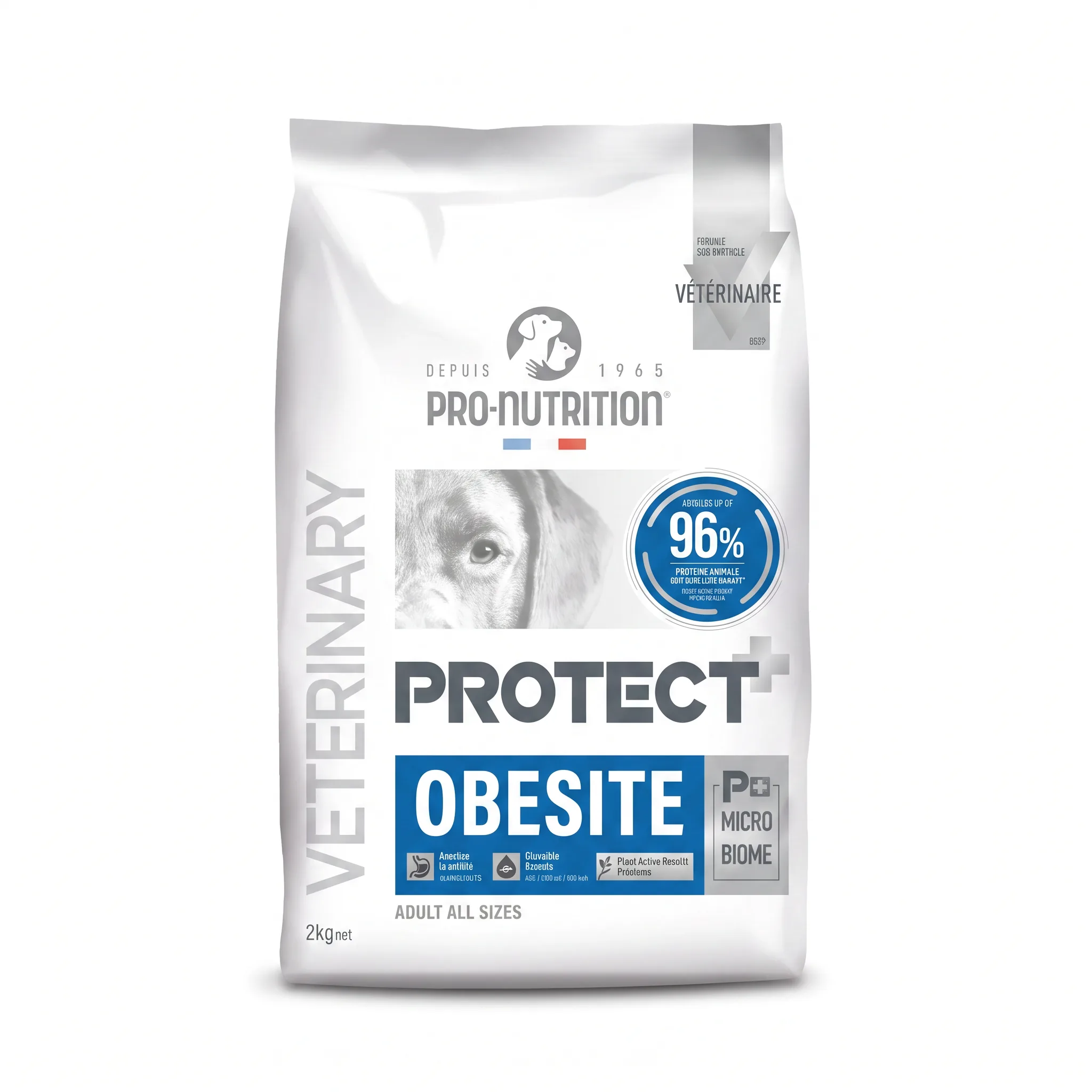 Изображение 1 для NEW Сухой корм Protect Obesite, ветеринарная диета для собак с ожирением, при сахарном диабете, сохраняет мышечную массу, гарантированное насыщение, улучшает метаболизм, без глютена, Франция 2кг.