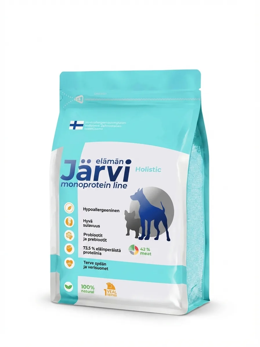 Изображение 1 для Сухой корм Jarvi Monoprotein line полнорационный holistic для собак средних и крупных пород с чувствительным пищеварением с телятиной, 3 кг