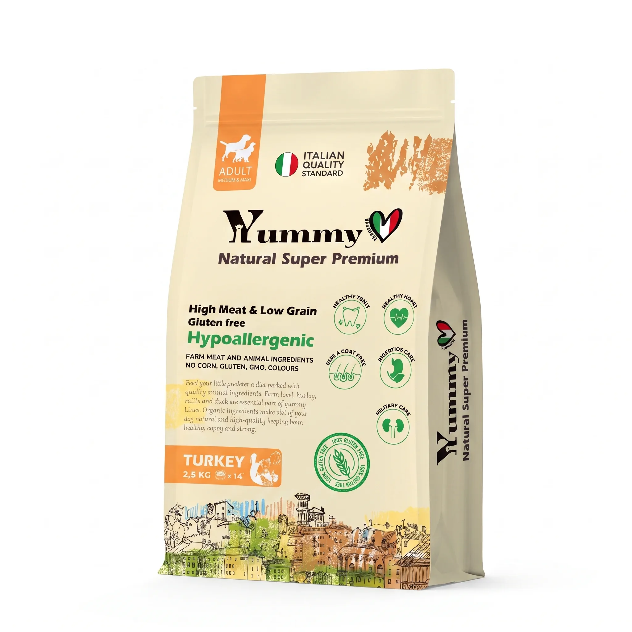 Изображение 1 для Yummy Linea корм для взрослых собак средних и крупных пород, индейка, 2,5 кг