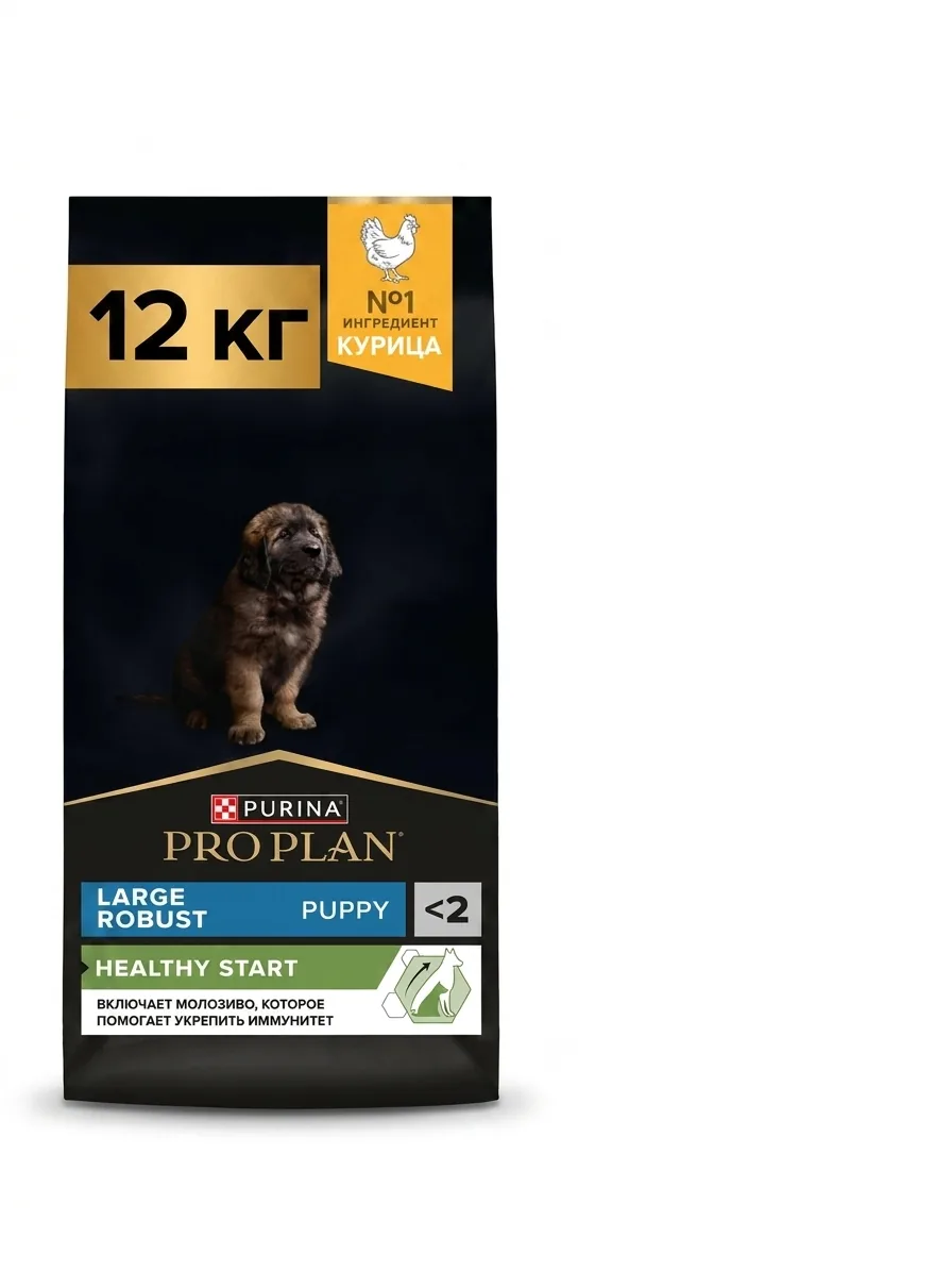 Сухой корм PRO PLAN® HEALTHY START для щенков крупных пород с мощным телосложением, с высоким содержанием курицы, 12 кг