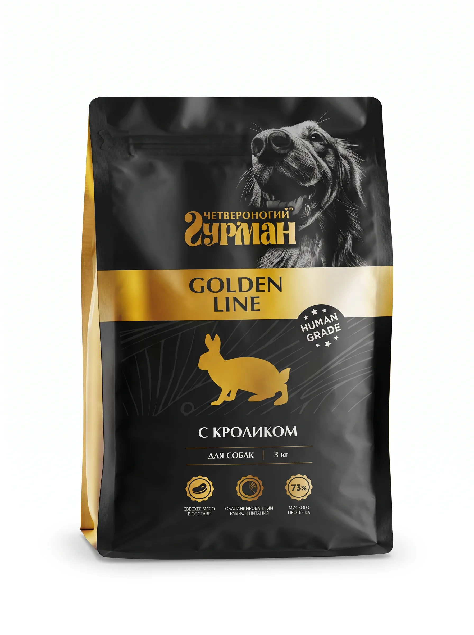 Изображение 1 для Корм для собак сухой Четвероногий гурман Golden line с кроликом для собак, 3К