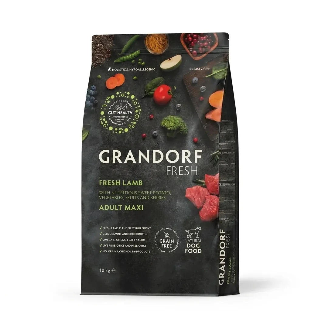 Изображение 1 для Корм для собак крупных пород сухой GRANDORF Fresh, свежее мясо ягненка с бататом с живыми пробиотиками 10кг