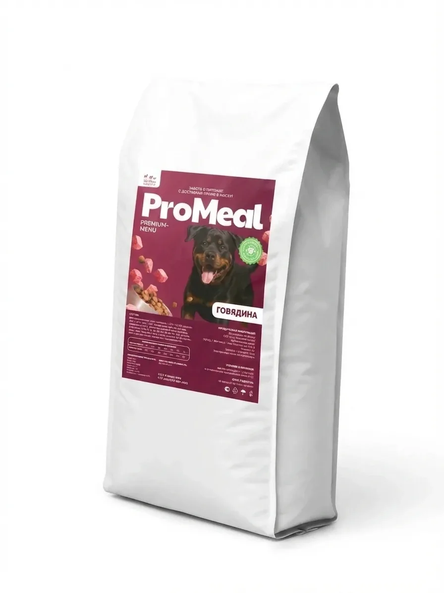 Изображение 1 для Корм для собак сухой для крупных и средних пород ProMeal, говядина , гипоаллергенный, 15 кг