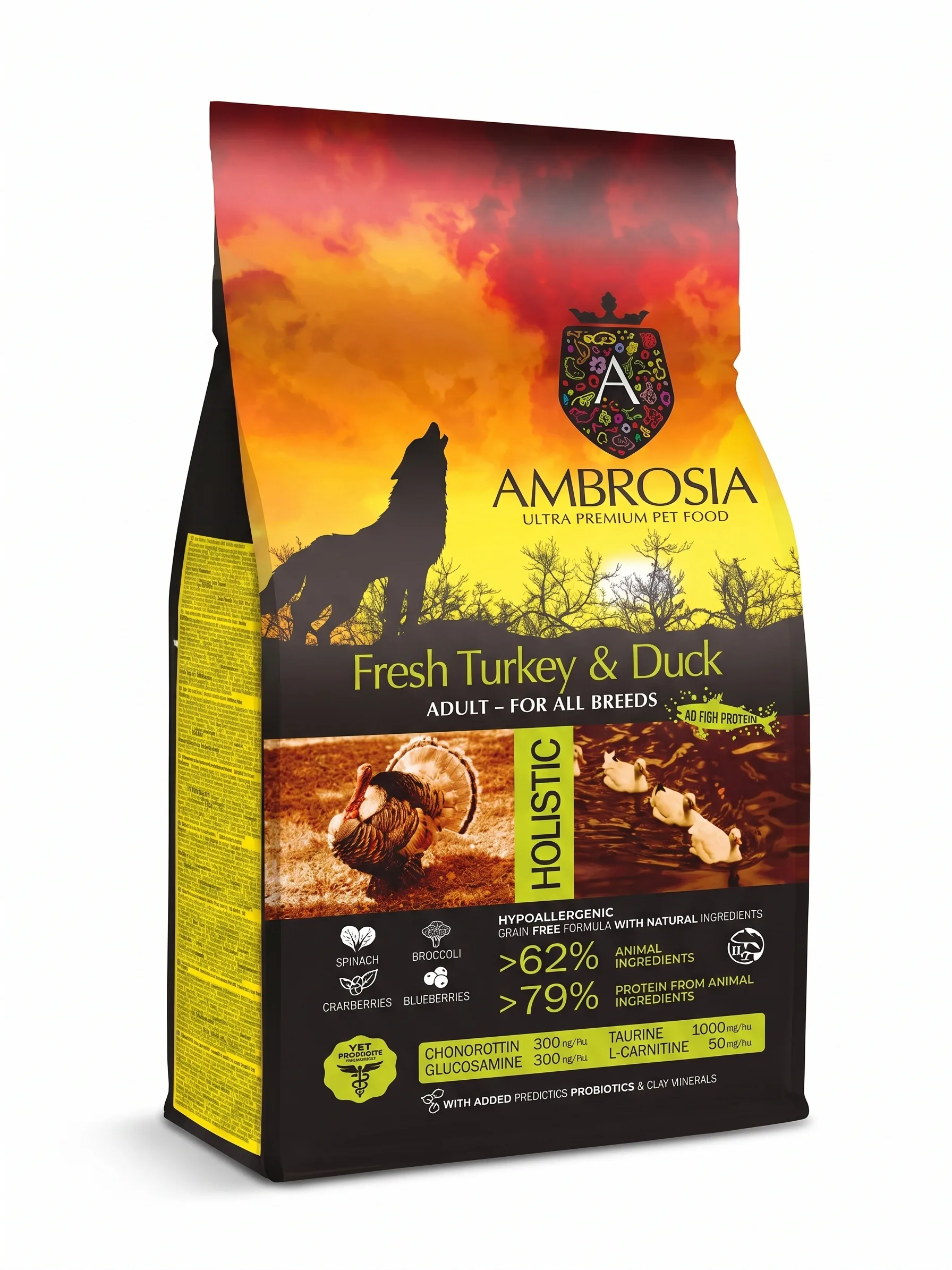 Изображение 1 для Корм сухой для собак с индейкой и уткой AMBROSIA Adult All Breeds 2 кг