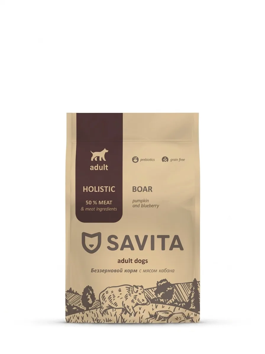 Изображение 1 для SAVITA сухой корм Беззерновой корм для собак с мясом кабана, GRAIN FREE ADULT, Wild Boar, 10 кг
