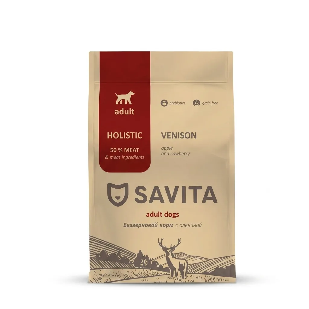 Изображение 1 для SAVITA Беззерновой сухой корм для собак с олениной, GRAIN FREE ADULT, Venison & Potato, 18 кг