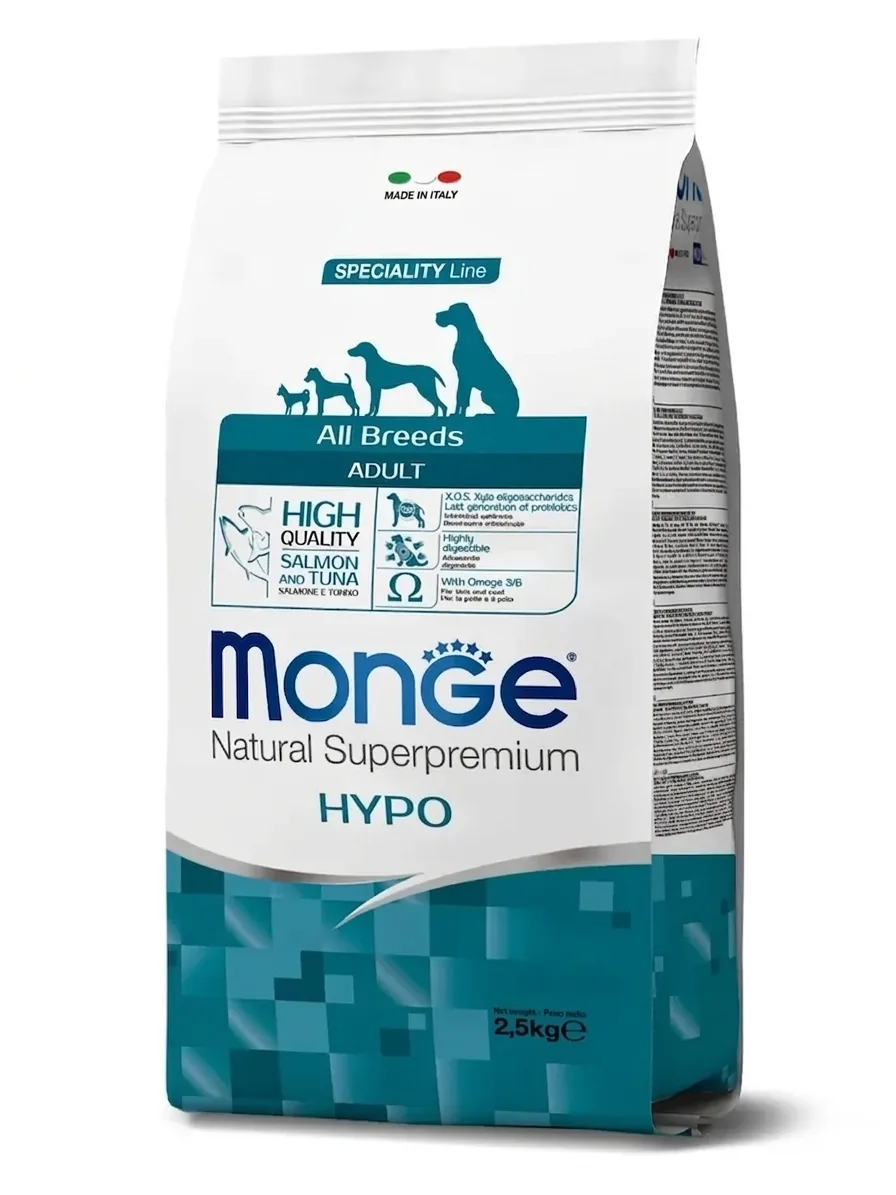 Изображение 1 для Сухой корм для собак Monge Speciality, гипоаллергенный, с лососем и тунцом, 2,5 кг