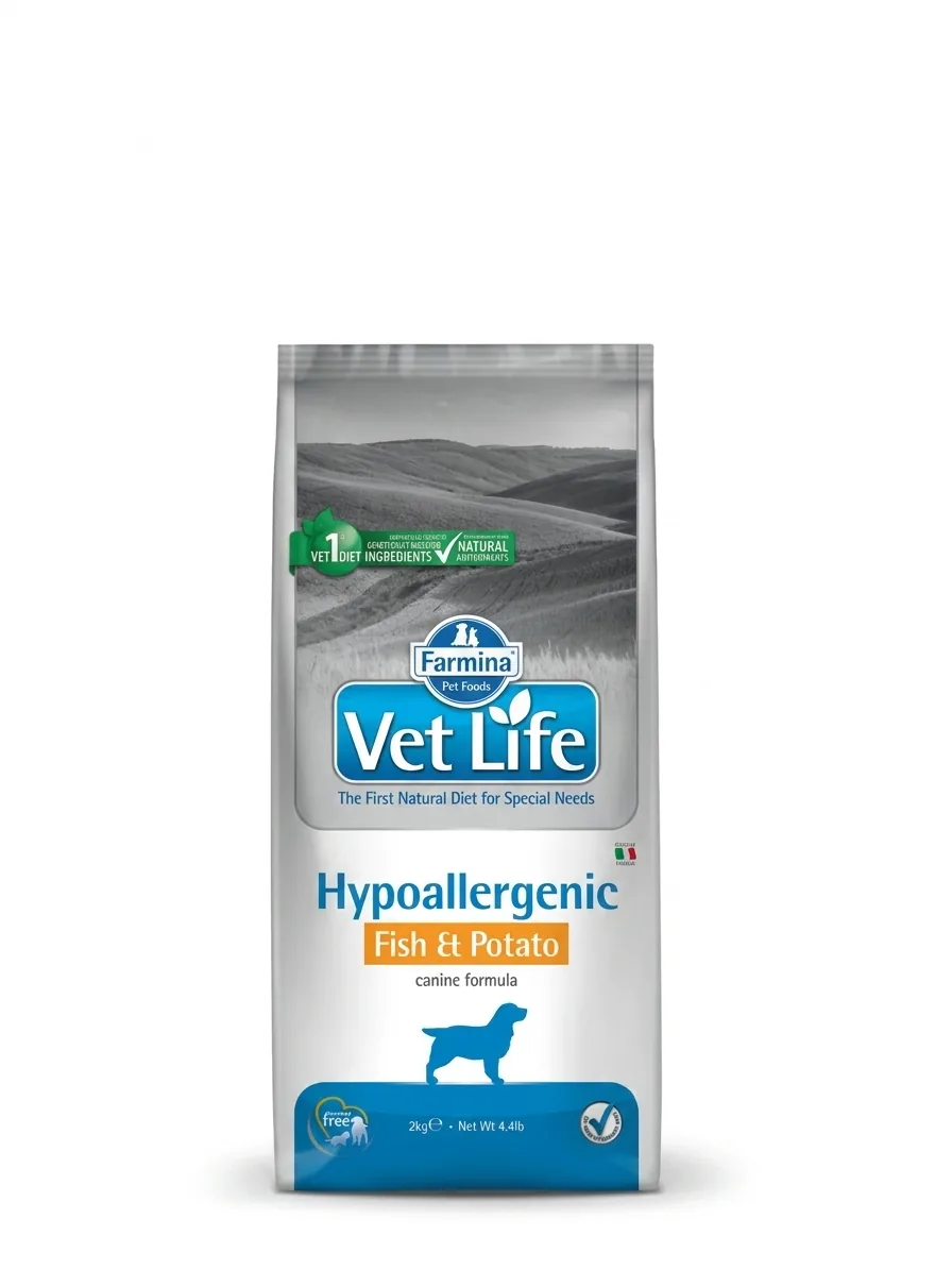 Изображение 1 для Сухой диетический корм Farmina Vet Life Hypoallergenic для собак гипоаллергенный, рыба, картофель 2кг