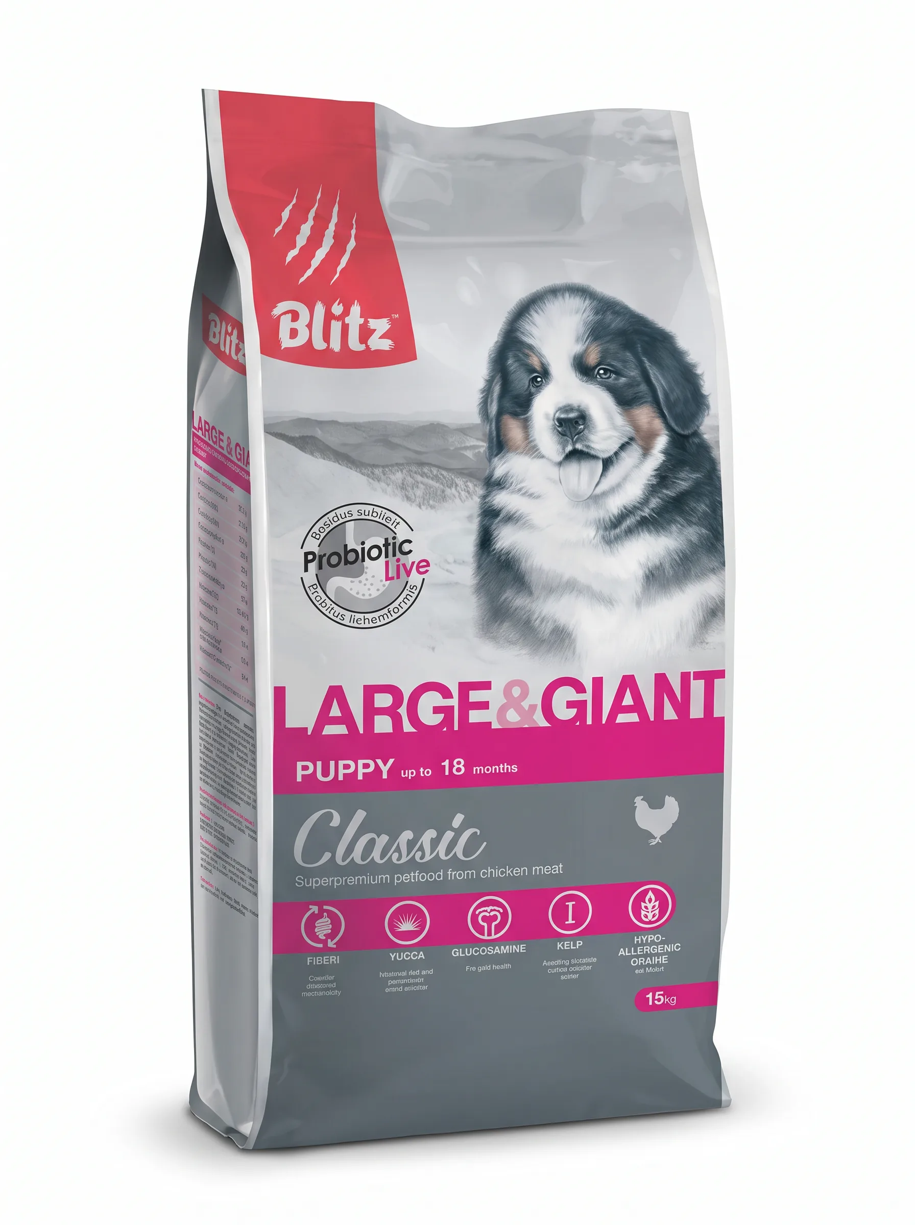 Изображение 1 для Сухой корм BLITZ CLASSIC PUPPY LARGE & GIANT BREEDS CHICKEN & RICE для щенков крупных и гигантских пород с курицей и рисом (15 кг)