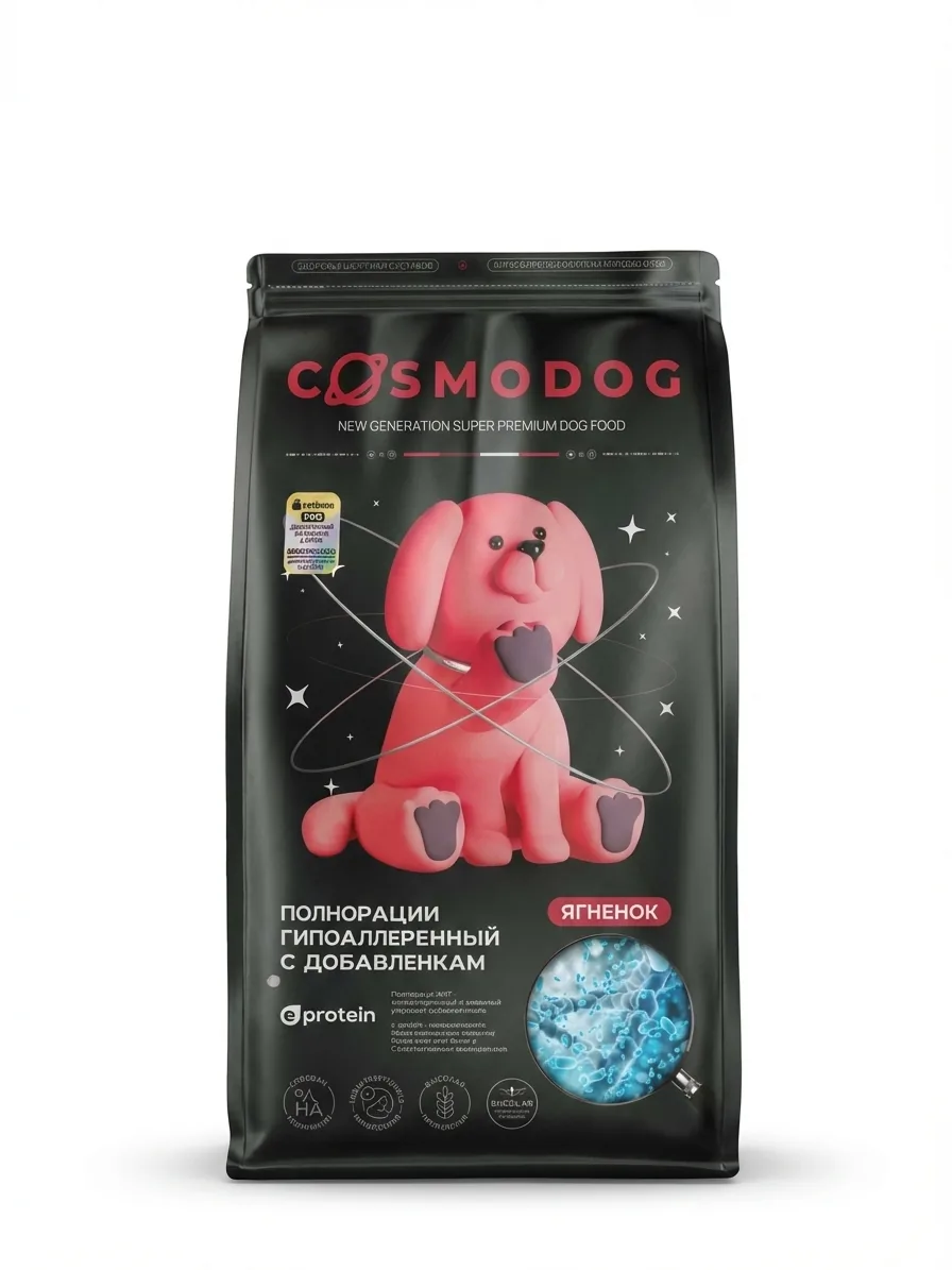 Изображение 1 для Корм для собак сухой Cosmodog от Cosmopet с ягненком 10 кг, гипоаллергенный холистик супер премиум-класса для крупных и средних пород с пробиотиком