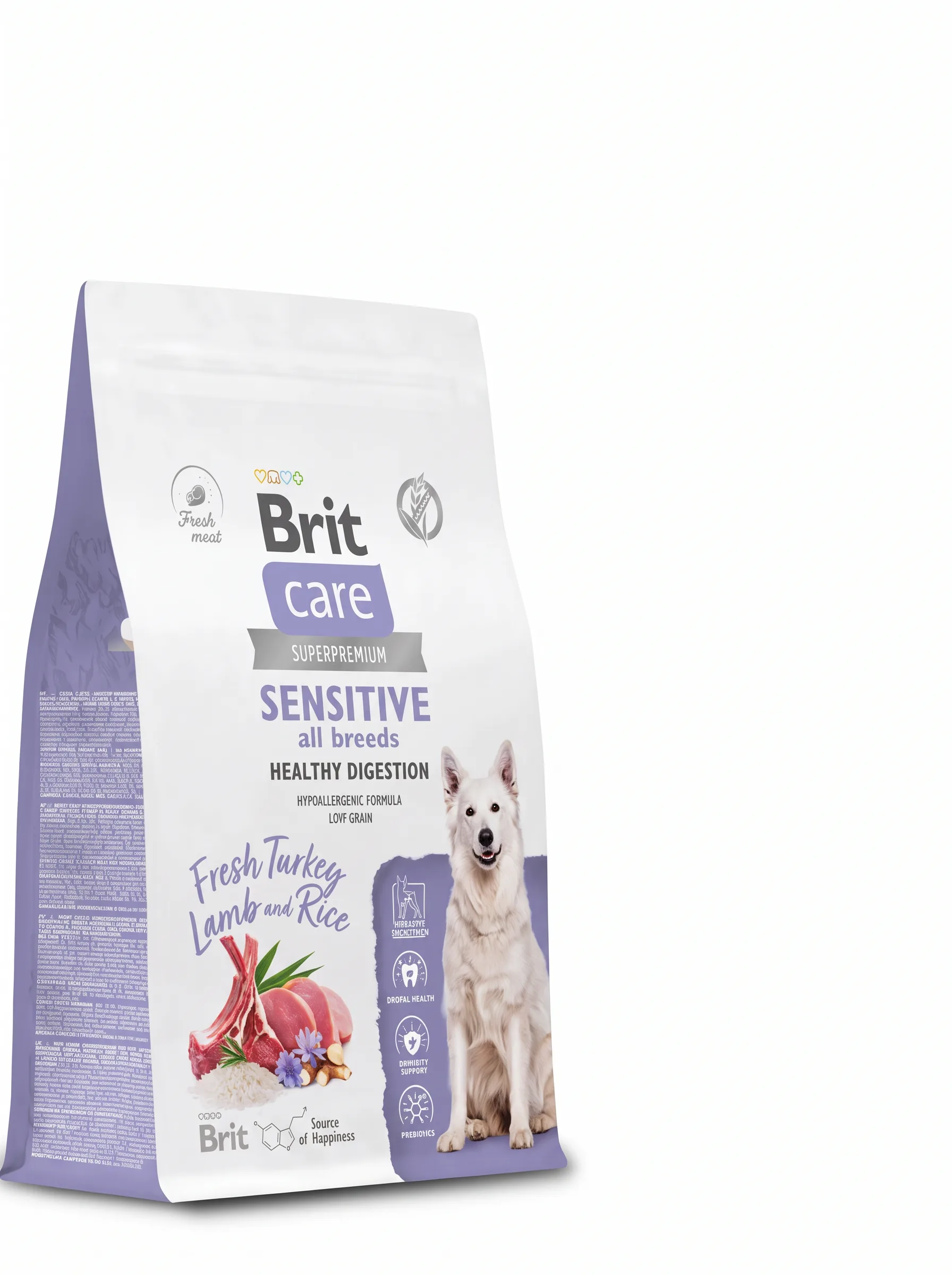 Изображение 1 для Сухой корм Brit Care Dog Adult Sensitive для взрослых собак с чувствительным пищеварением с индейкой и ягненком, 6 кг