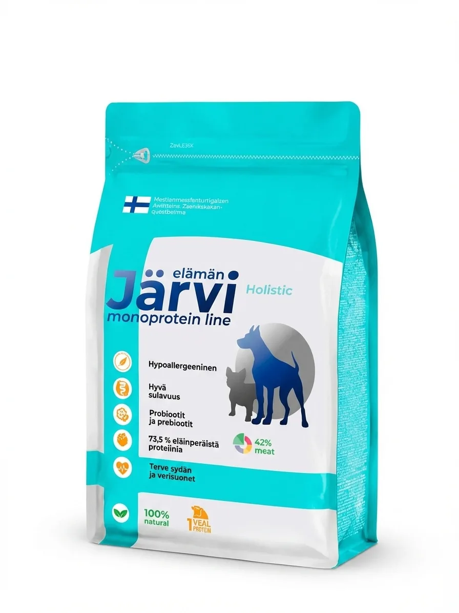 Изображение 1 для Сухой корм Jarvi Monoprotein line полнорационный holistic для собак средних и крупных пород с чувствительным пищеварением с телятиной, 6 кг