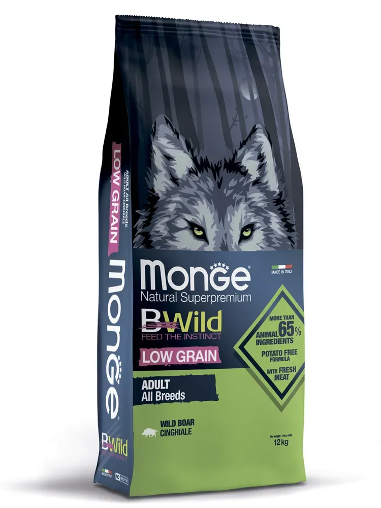 Изображение 1 для Сухой корм Monge Dog BWild LOW GRAIN, для взрослых собак, низкозерновой, из мяса дикого кабана 12 кг