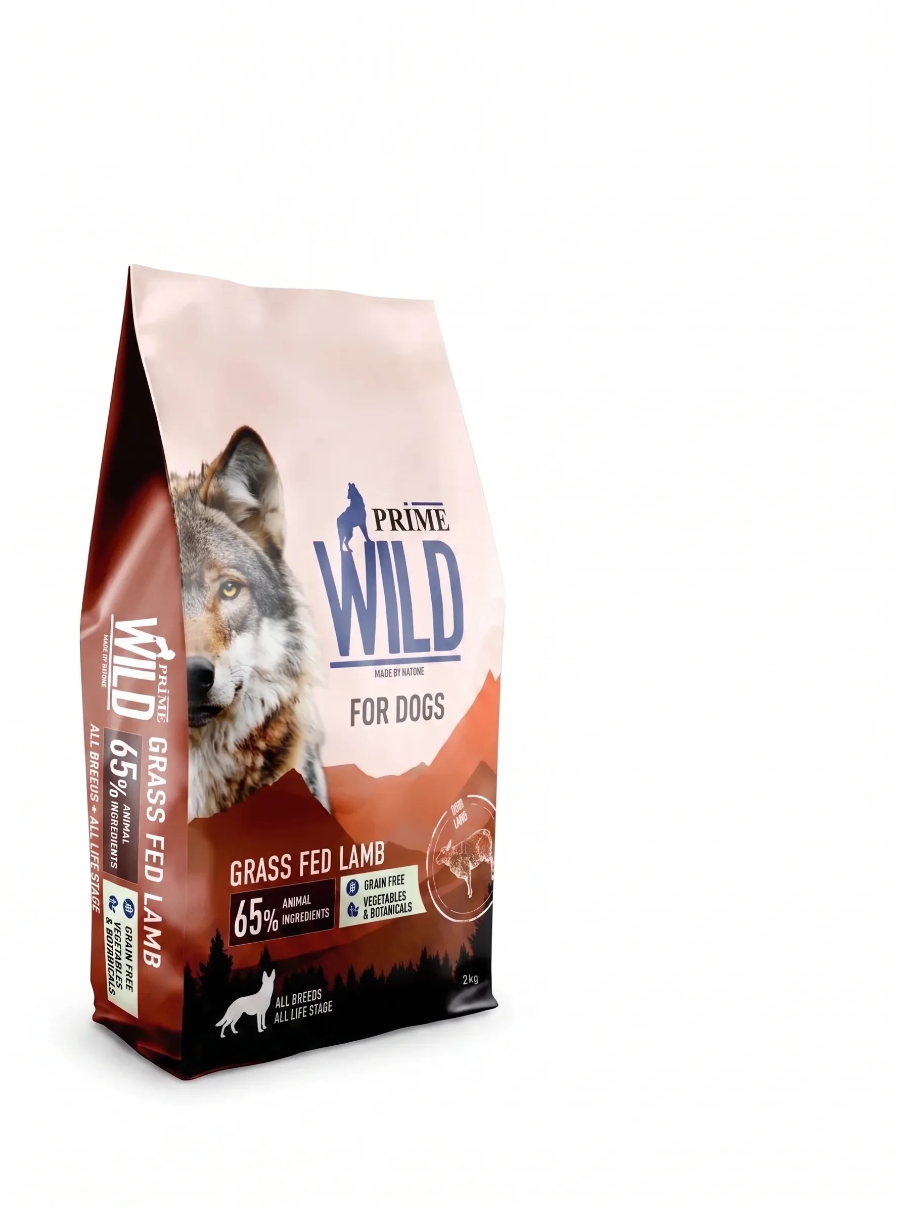 Изображение 1 для Сухой корм PRIME WILD GF GRASS FED для собак всех пород с ягненком, 2 кг