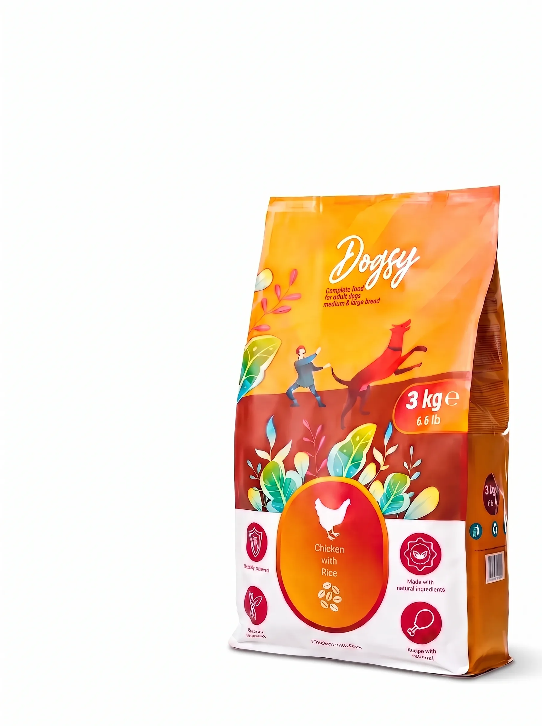 Изображение 1 для Корм сухой 3 кг Dogsy, с курицей и рисом, для больших и средних собак, гранулы 1,5 см (годен до 22.04.2026)