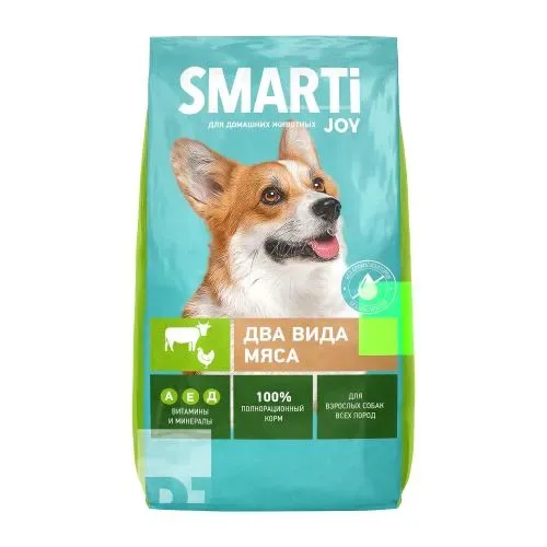 Изображение 1 для Сухой корм для собак с двумя видами мяса Smarti Joy 2.5кг