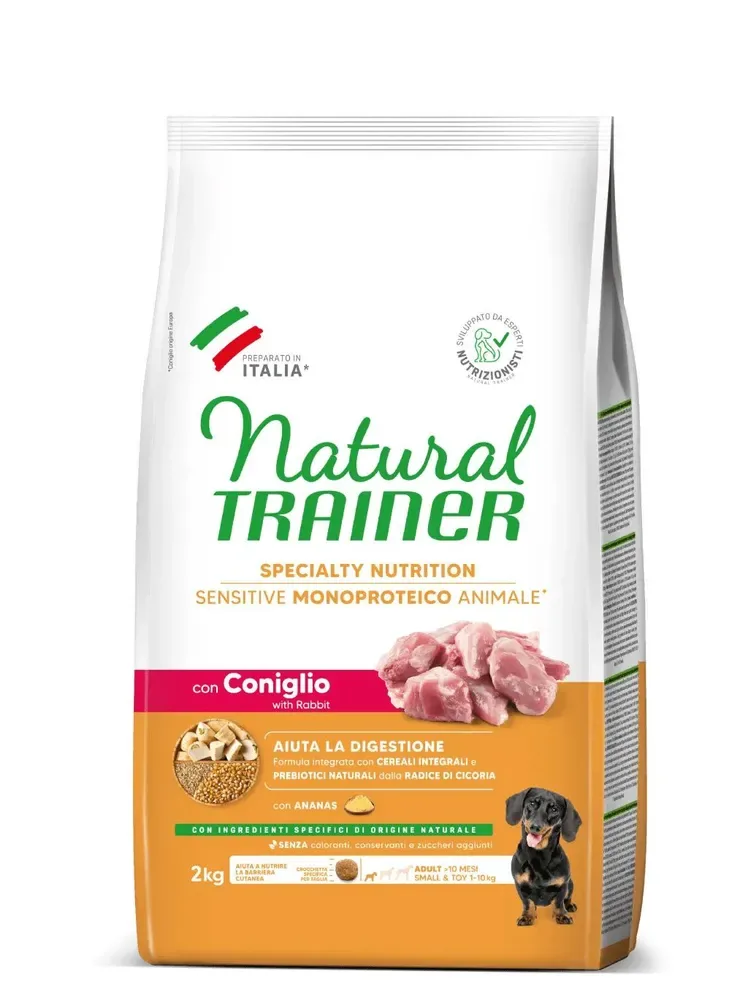 Trainer Natural корм для собак малых пород с чувствительным пищеварением, с кроликом 2кг