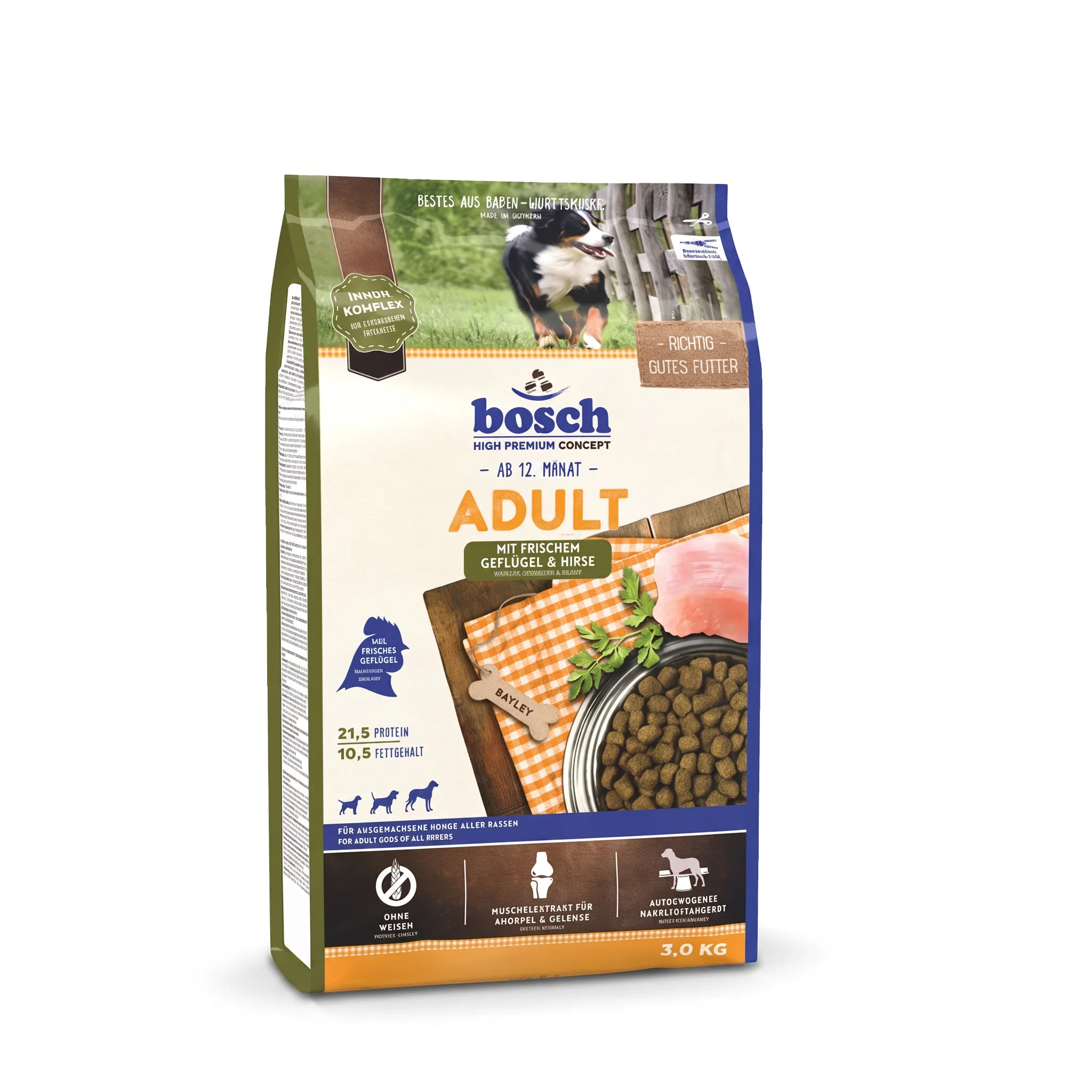 Изображение 1 для Корм для собак сухой Bosch Adult with Poultry & Millet Птица с просо 3 кг
