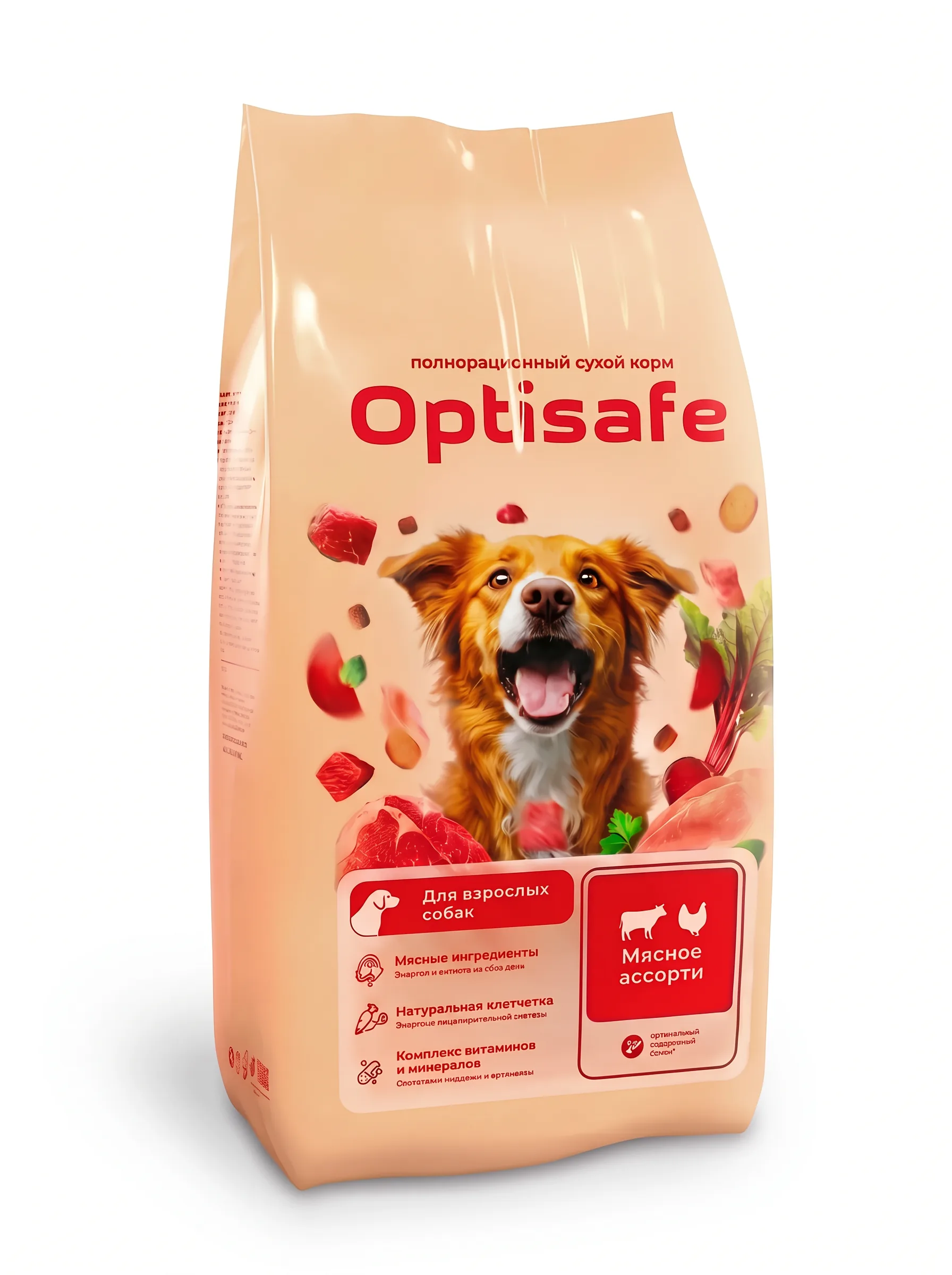 Изображение 1 для Сухой корм для взрослых собак Optisafe, мясное ассорти 13 кг