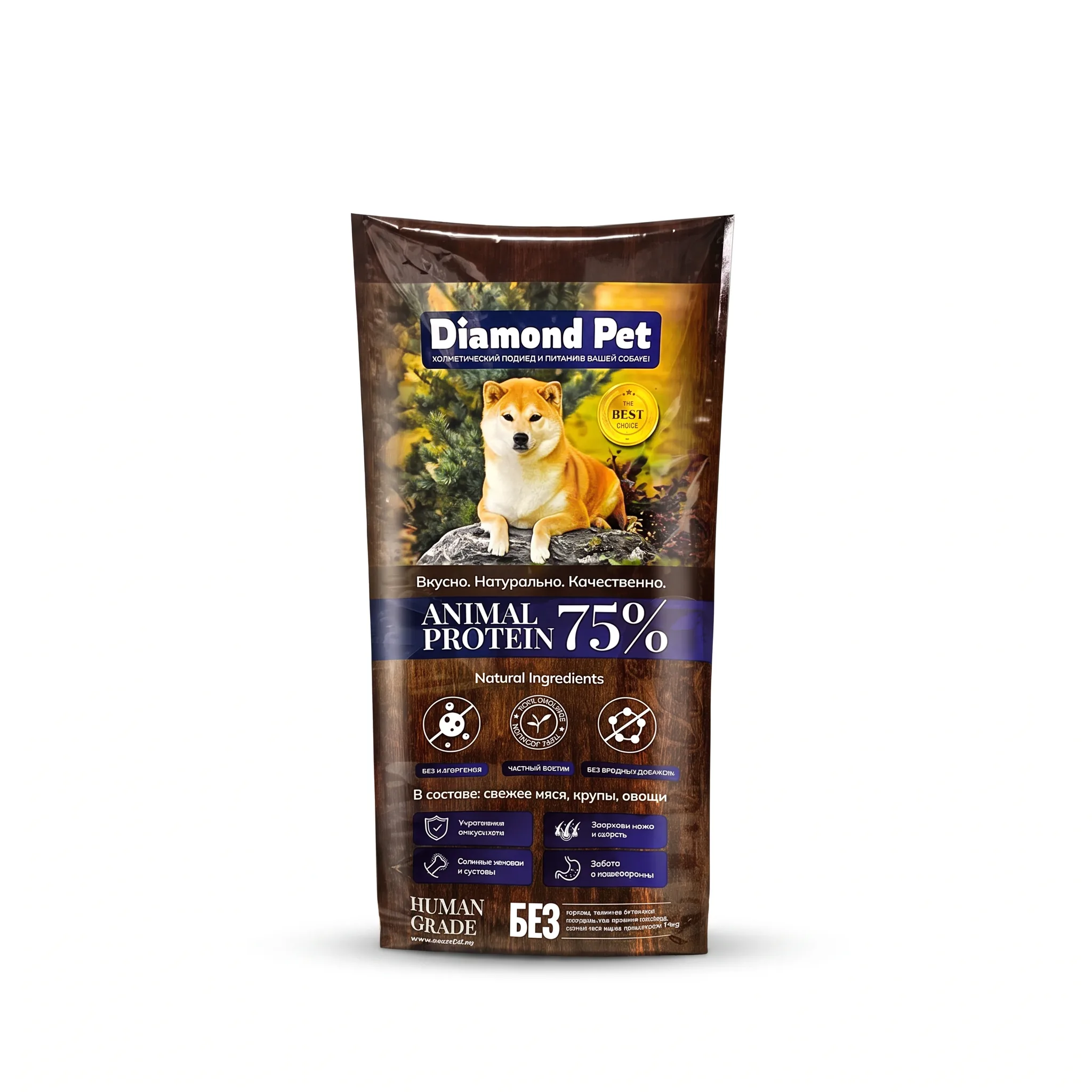 Изображение 1 для Даймонд пет Полнорационный сухой корм DIAMOND PET "Белая рыба с мясом для взрослых собак всех пород" 18 кг