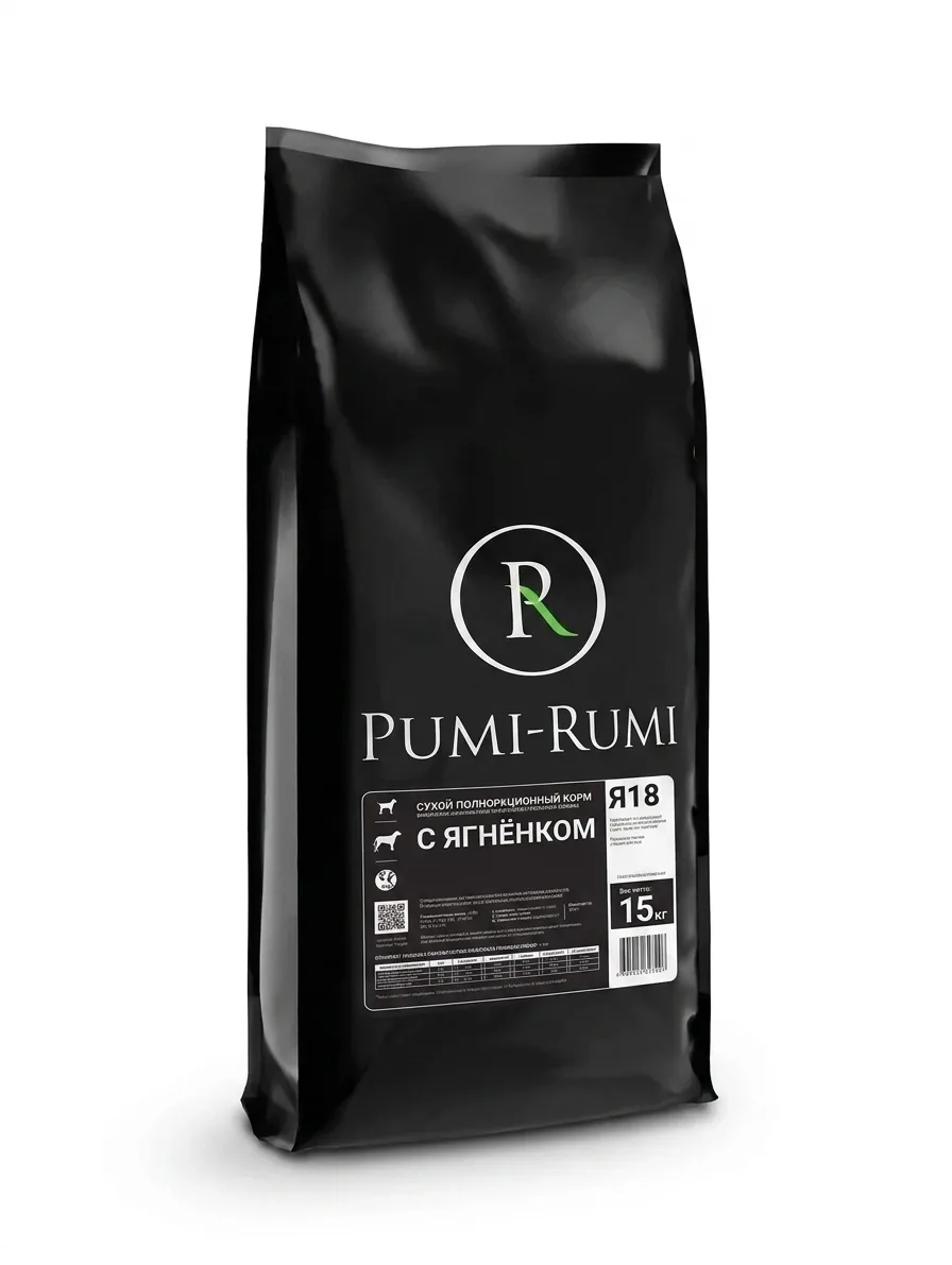 Изображение 1 для Сухой корм для собак крупных пород с ягненком PUMI-RUMI OPTIMAL премиум,15кг., гранула 18 мм.