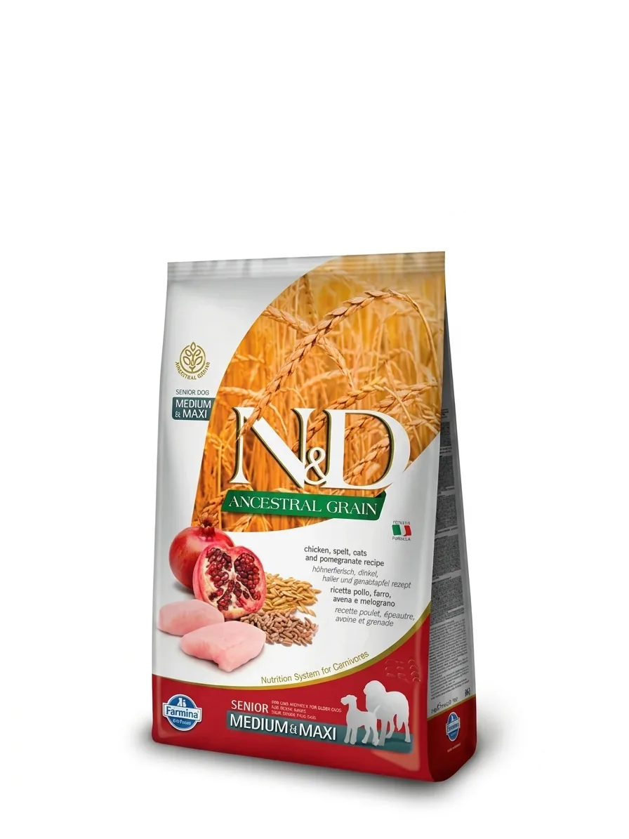 Изображение 1 для Сухой низкозерновой корм N&D Ancestral Grain Dog для собак средних и крупных пород с курицей, спельтой и овсом, 15 кг