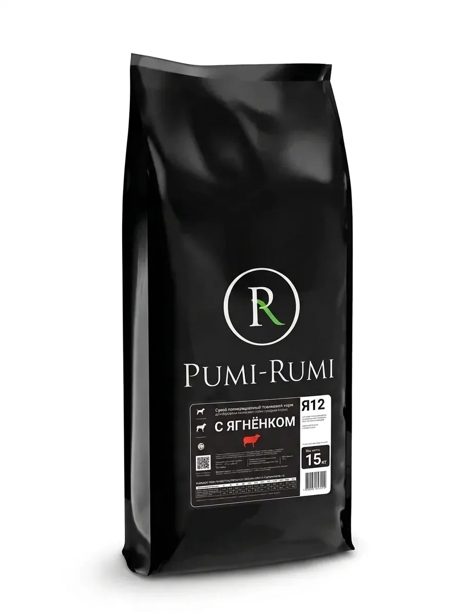 Сухой корм для собак средних пород с ягненком PUMI-RUMI OPTIMAL, премиум,15кг.,гранула 12 мм.