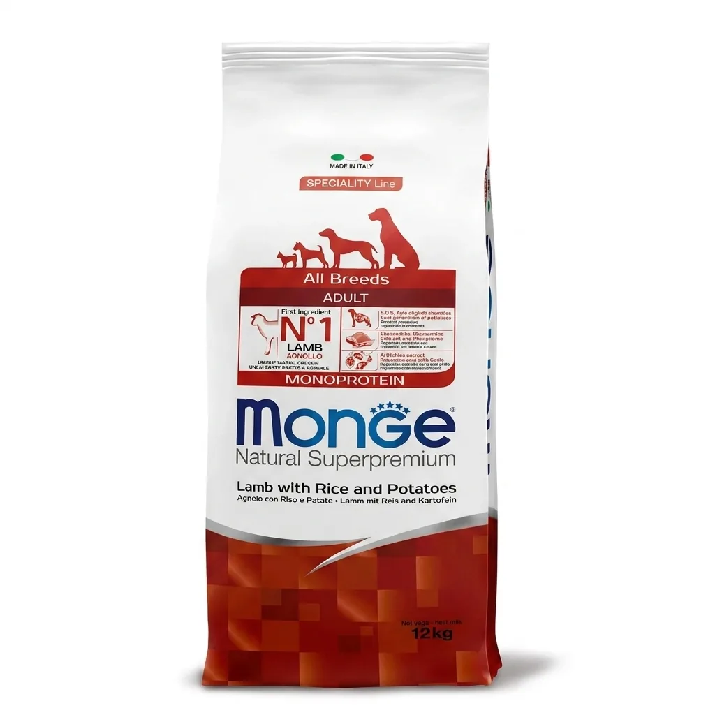Изображение 1 для Сухой корм Monge Dog Speciality Line Monoprotein для взрослых собак всех пород, из ягненка с рисом и картофелем 12 кг
