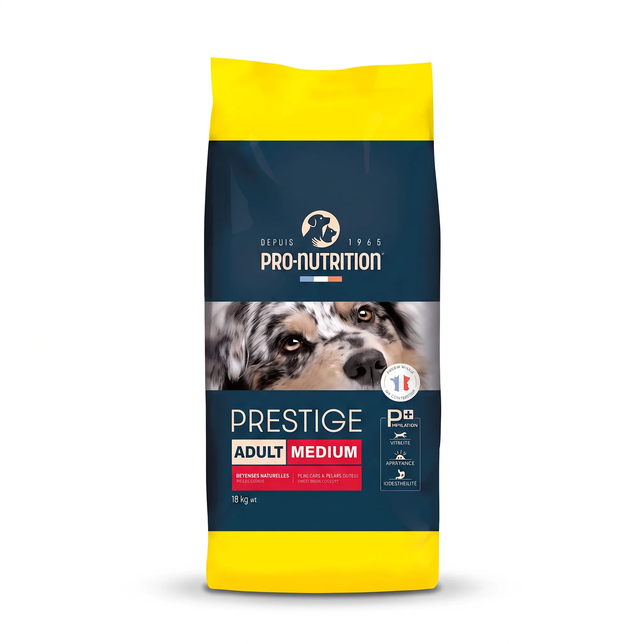 Изображение 1 для Корм сухой для собак средних и крупных пород Prestige Adult Medium птица, полнорационный корм супер-премиум класса, здоровая кожа и шелковистая шерсть, комфорт пищеварительной системы, Франция (18кг)