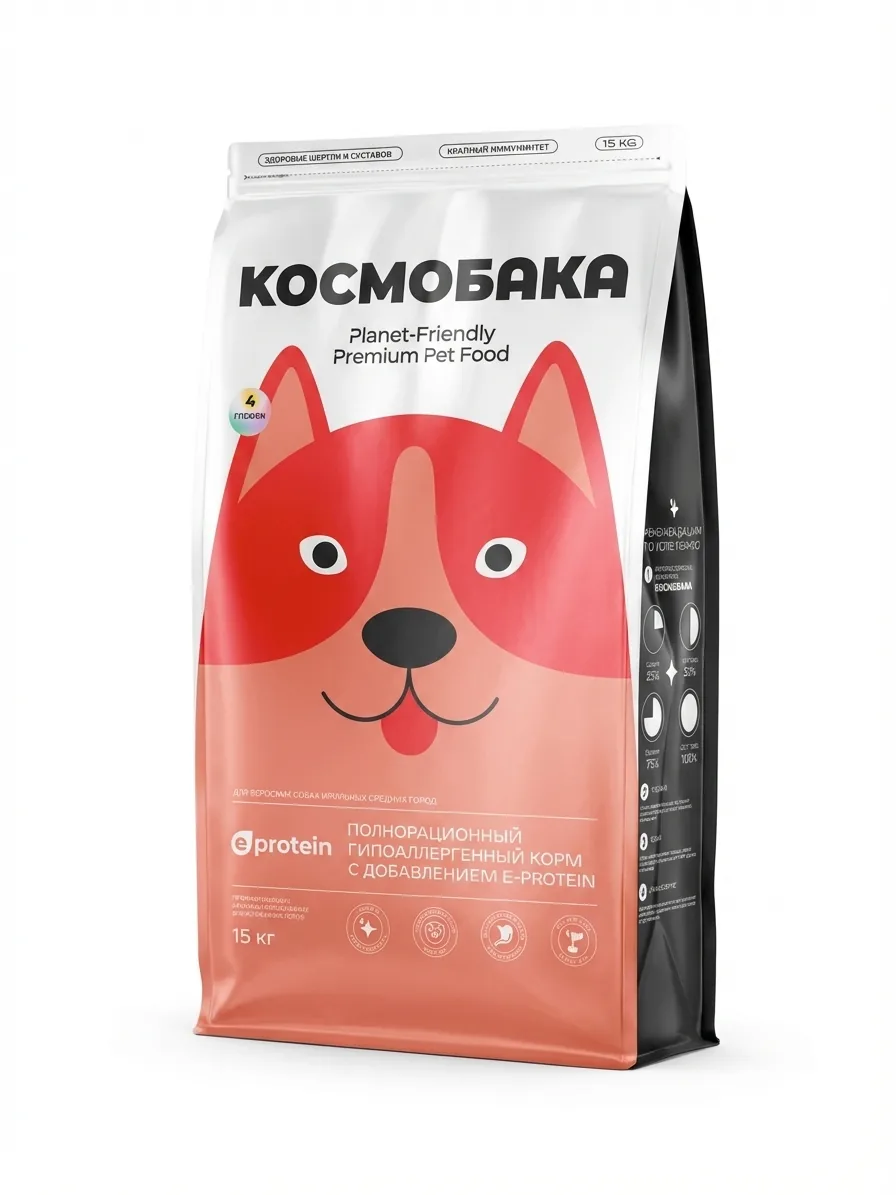 Изображение 1 для Корм для собак сухой 15 кг с ягненком КОСМОБАКА от Cosmopet, гипоаллергенный холистик премиум-класса для крупных и средних пород
