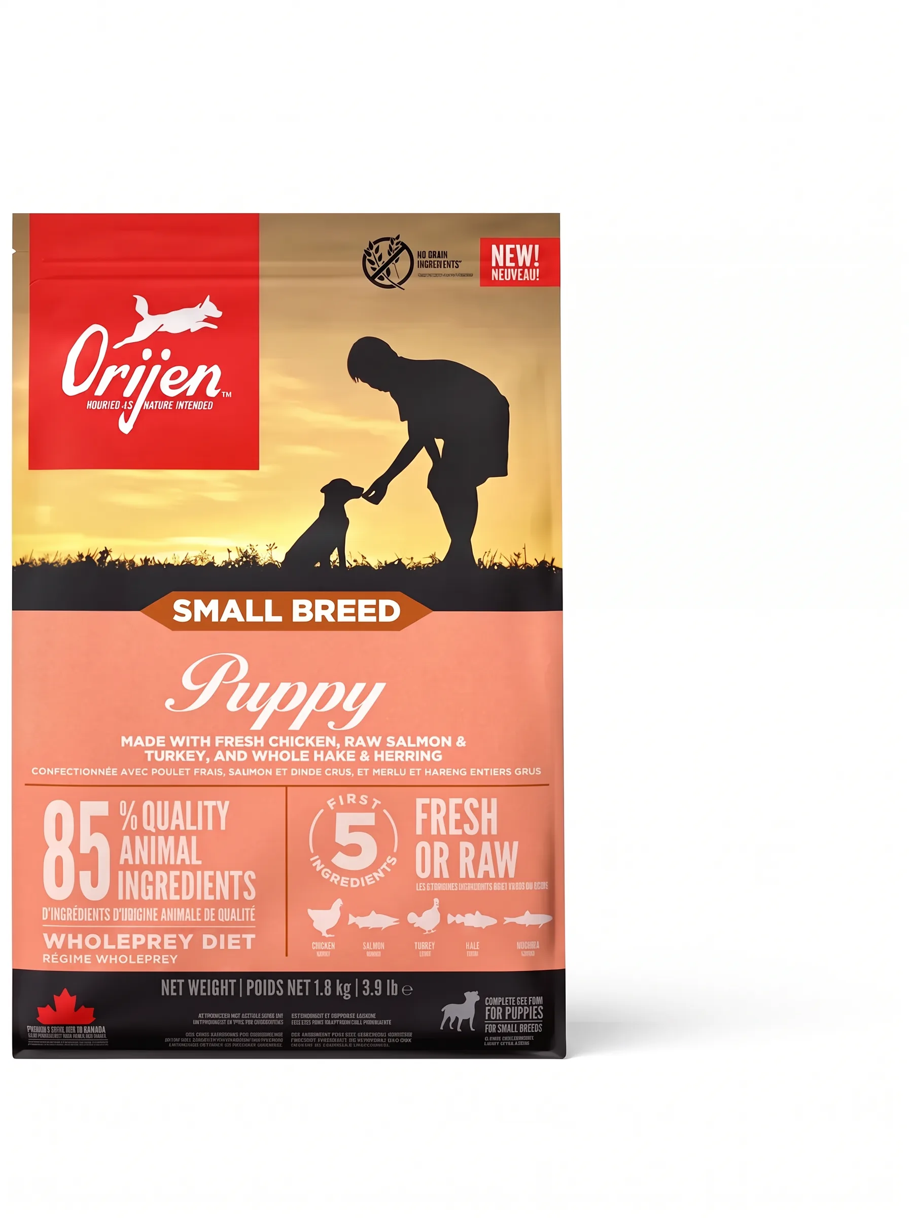 Изображение 1 для ORIJEN DOG PUPPY SMALL BREED 1.8 кг беззерновой корм для щенков мелких пород( с цыпленком, индейкой, лососем)