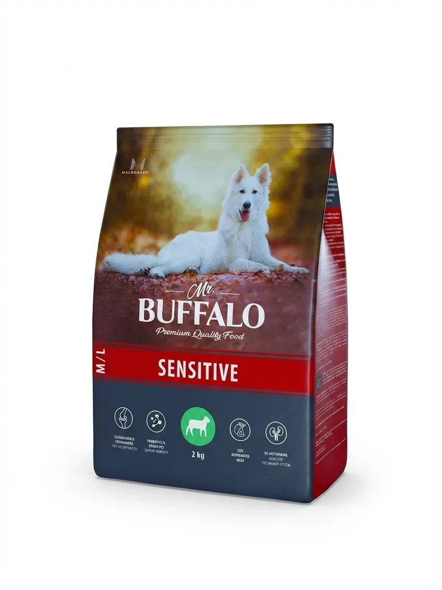 Изображение 1 для Сухой корм Mr.Buffalo SENSITIVE для собак средних и крупных пород с ягненком 2кг