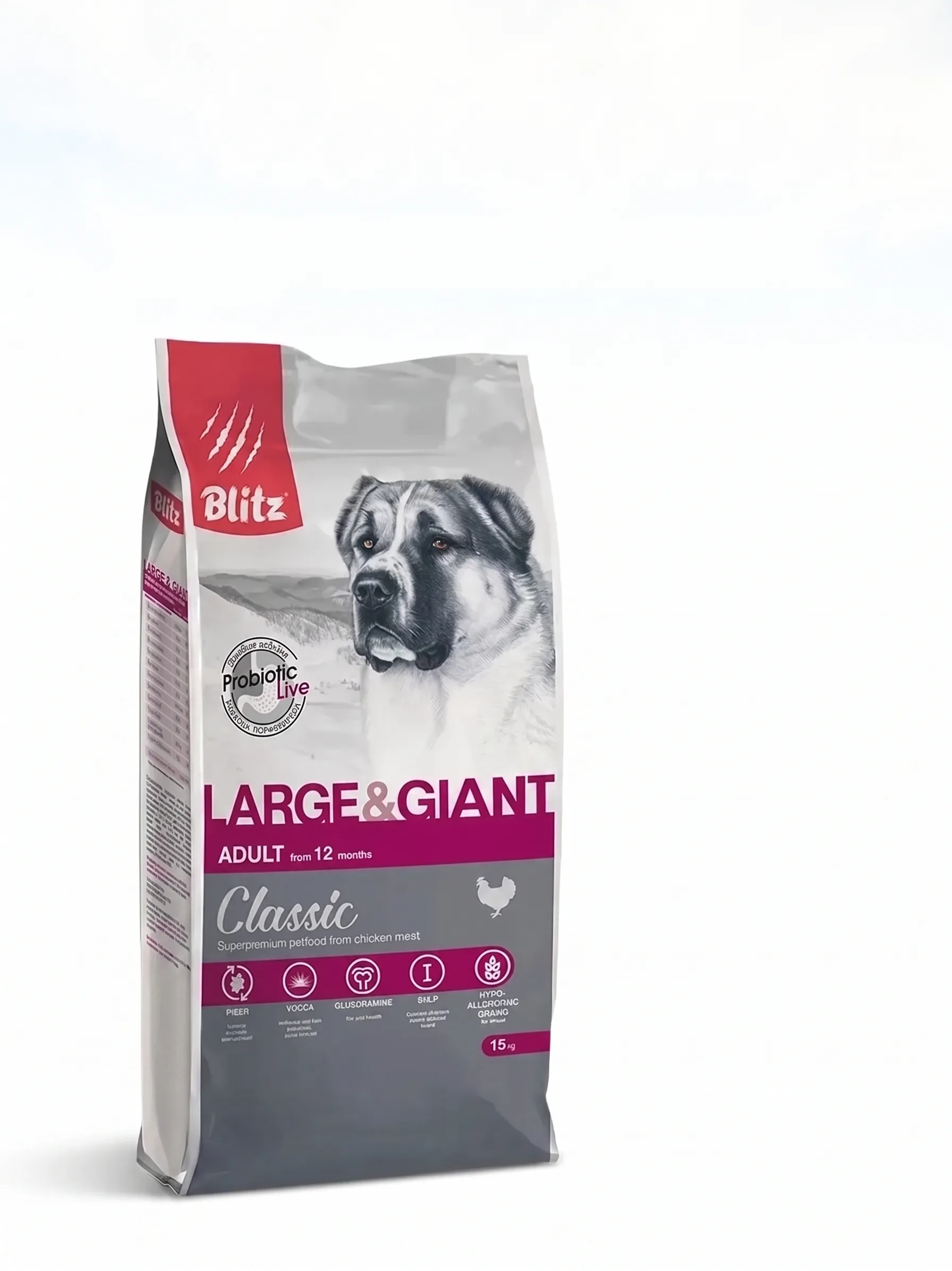 Изображение 1 для Blitz Adult Large & Giant Breed сухой корм для взрослых собак крупных пород с курицей - 15 кг