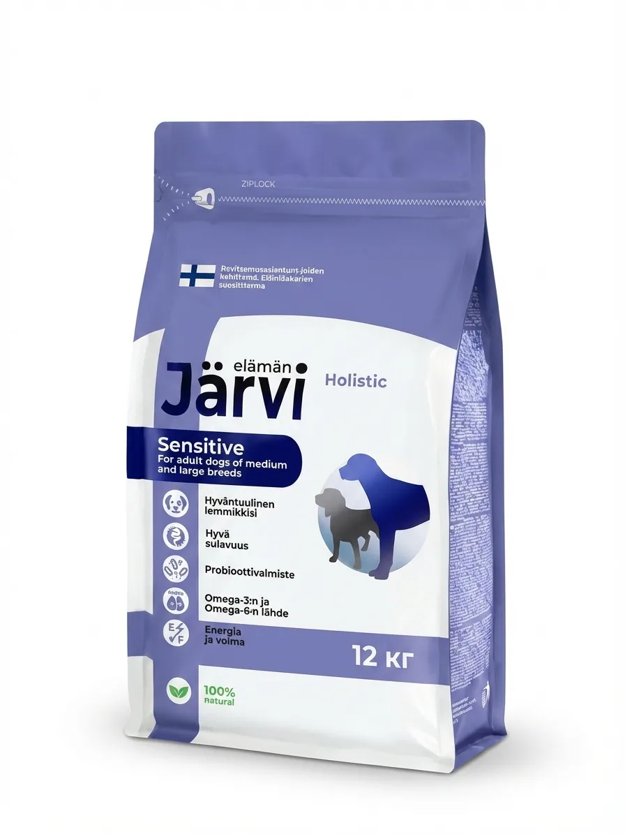 Изображение 1 для Сухой корм Jarvi полнорационный для взрослых собак средних и крупных пород с чувствительным пищеварением с ягненком, 12 кг