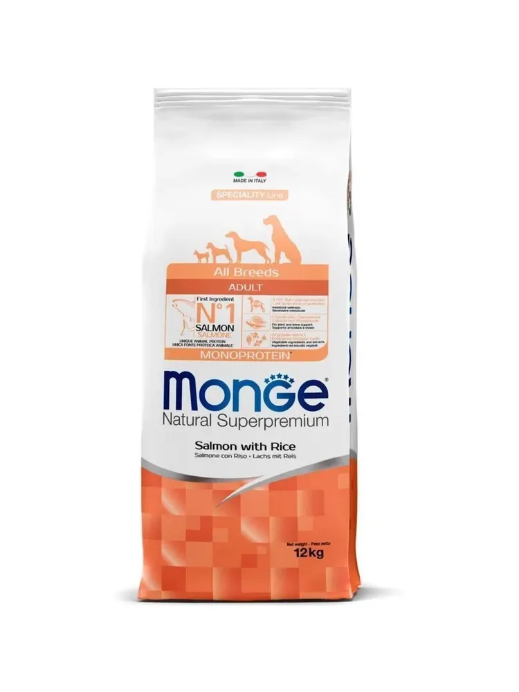Изображение 1 для Сухой корм для собак всех пород Monge Speciality Line, лосось с рисом, 2,5 кг