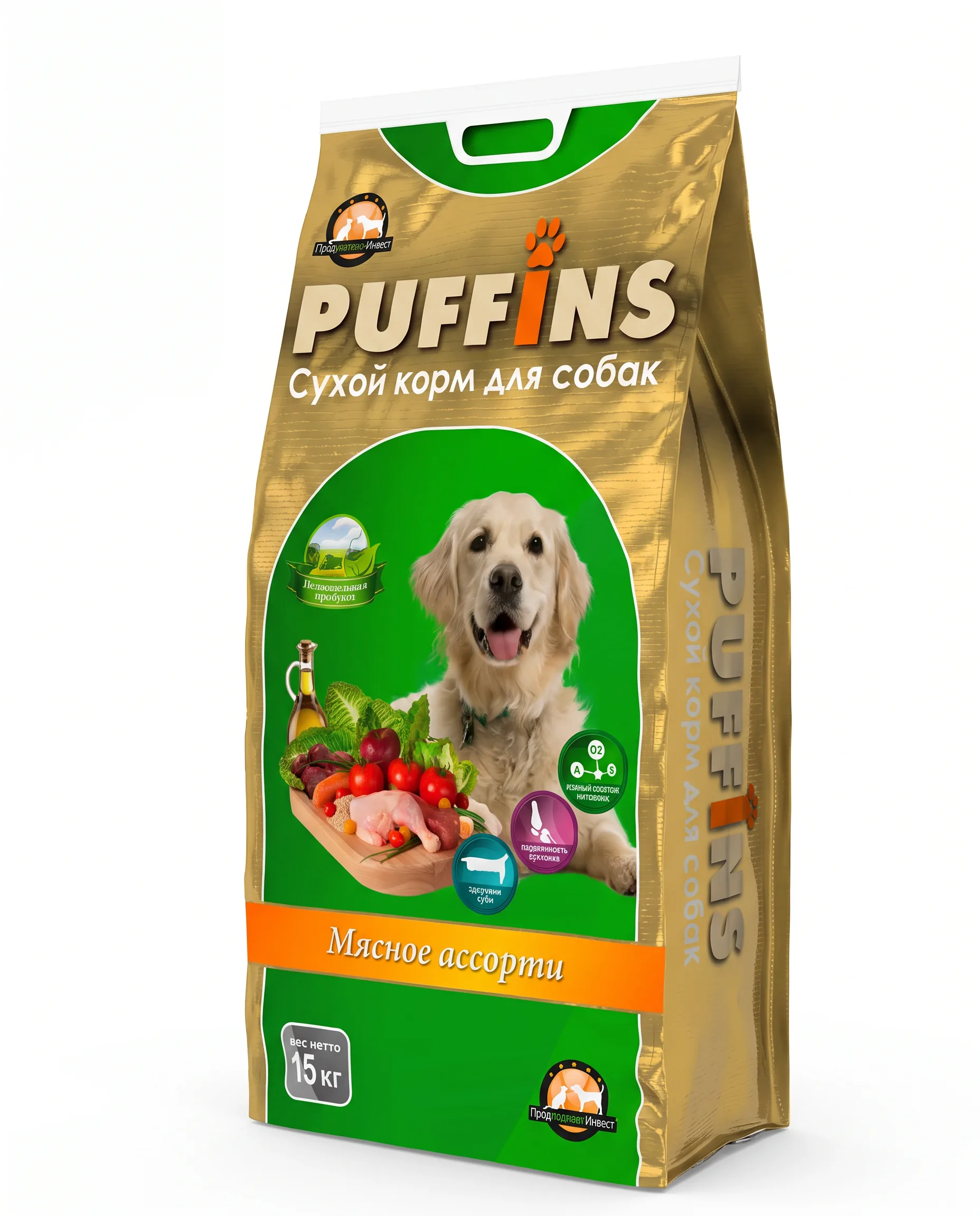 Изображение 1 для Сухой корм для собак Puffins Мясное ассорти, 15 кг