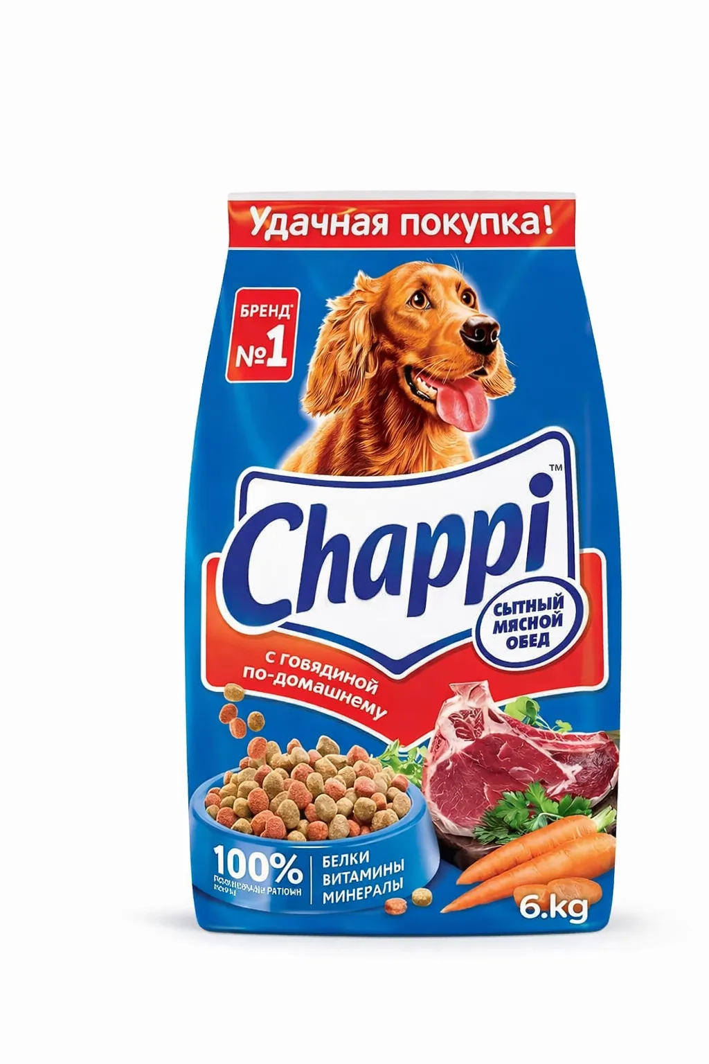 Изображение 1 для Сухой корм для собак Chappi «Сытный мясной обед. С говядиной по-домашнему», 2.5кг