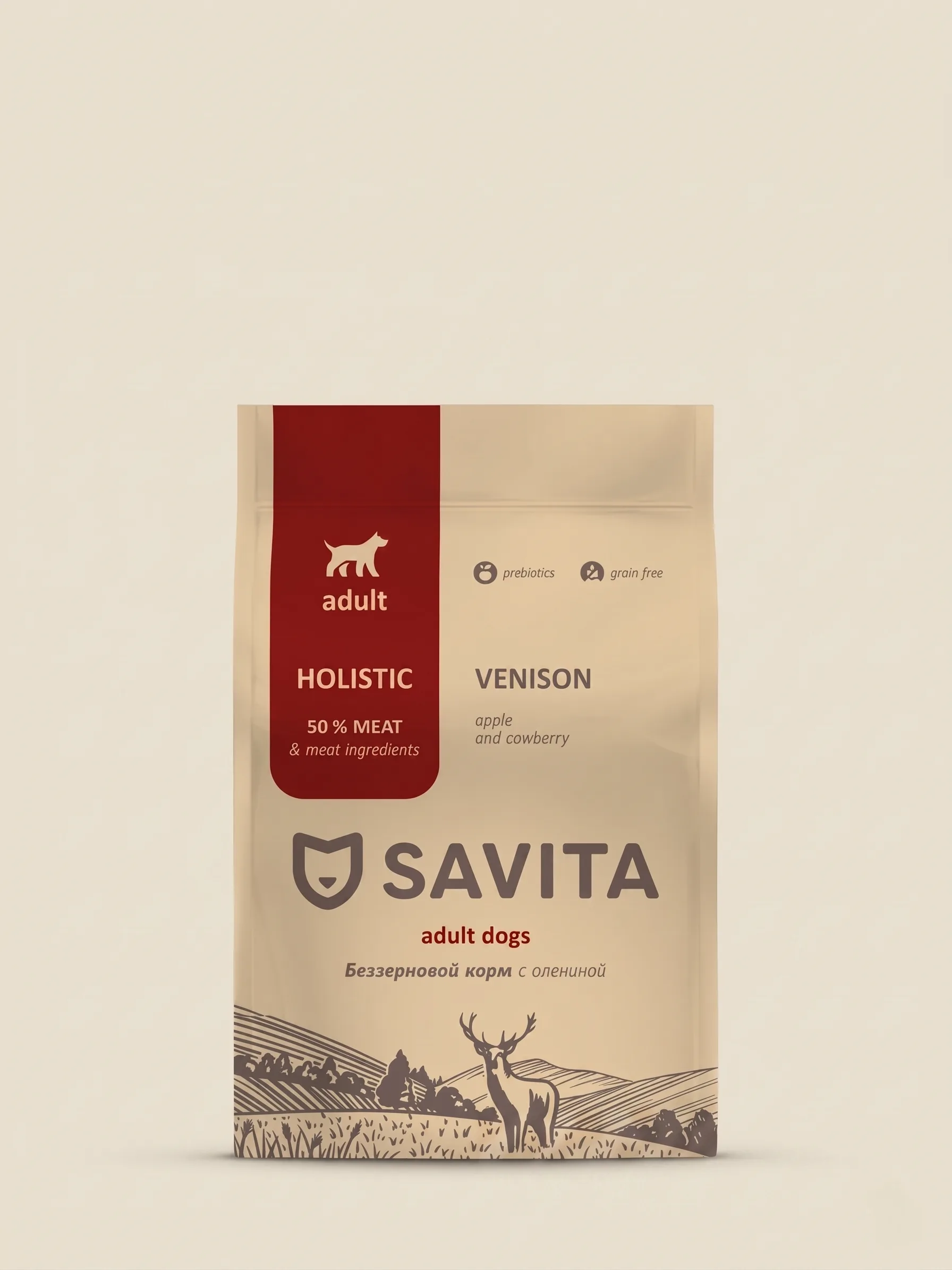 Изображение 1 для SAVITA сухой корм Беззерновой корм для собак с олениной, GRAIN FREE ADULT, Venison & Potato, 1 кг
