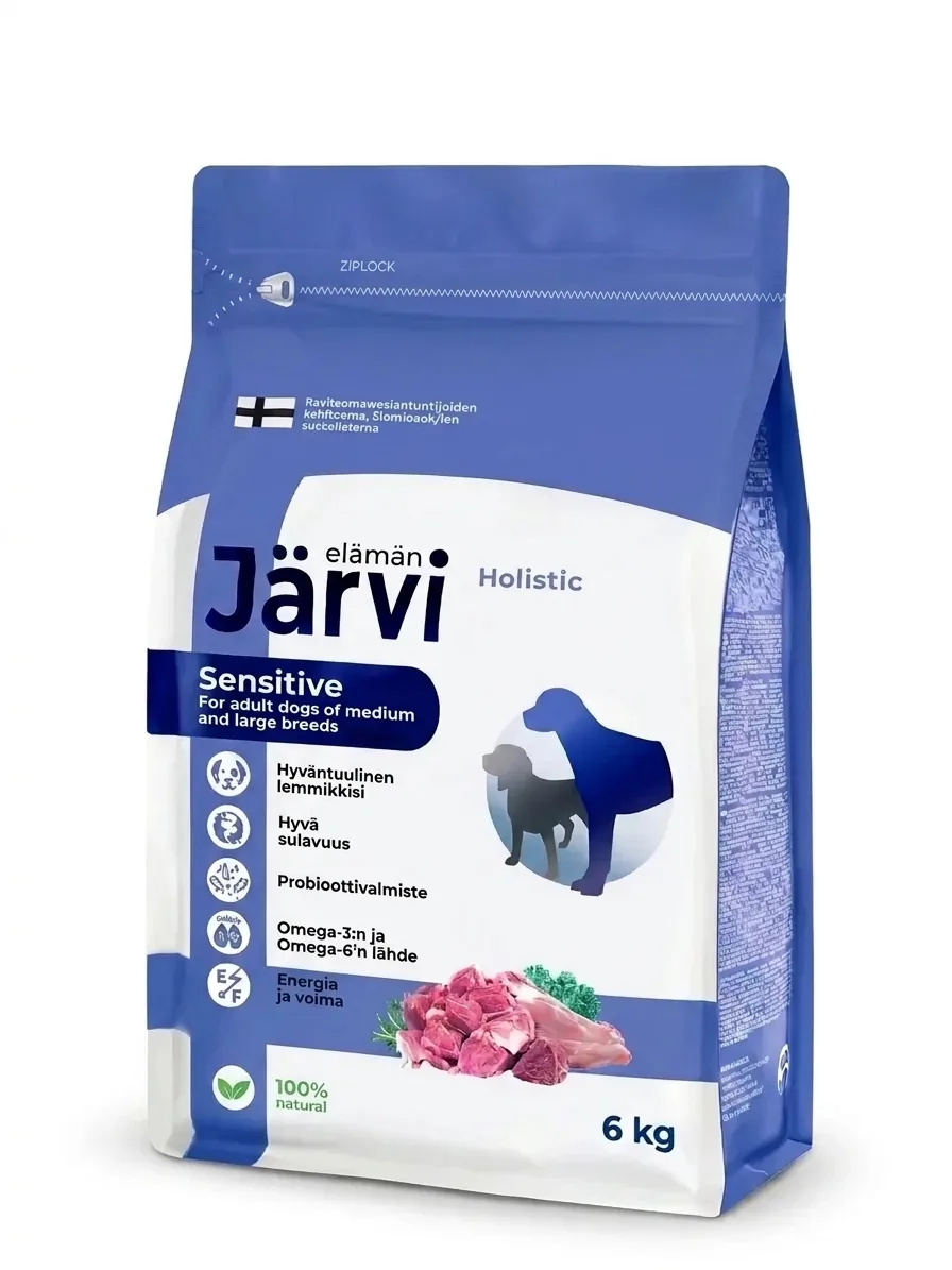 Сухой корм Jarvi полнорационный для взрослых собак средних и крупных пород с чувствительным пищеварением с ягненком, 6 кг
