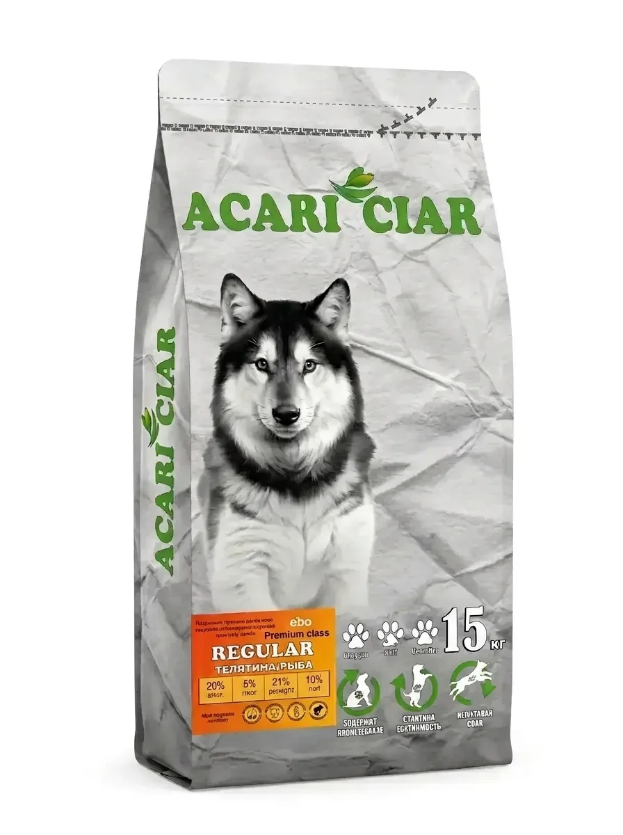 Изображение 1 для Сухой корм для собак Acari Ciar Regular Premium Beef Fish 15 кг медиум гранула