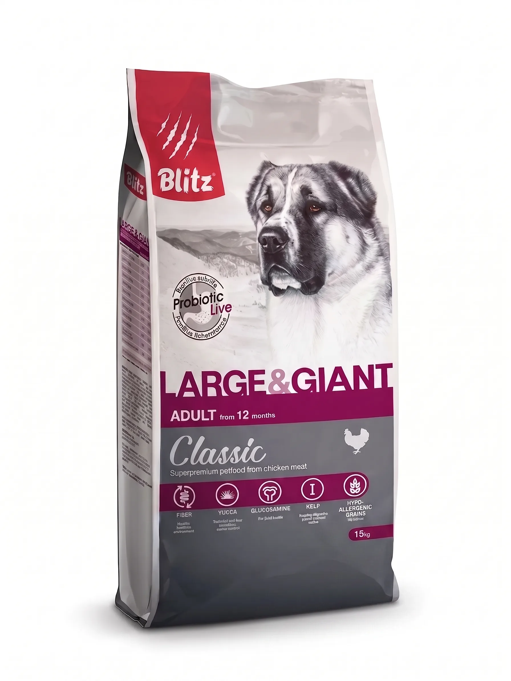 Изображение 1 для Сухой корм BLITZ ADULT LARGE&GIANT BREEDS для взрослых собак крупных и гигантских пород 15 кг