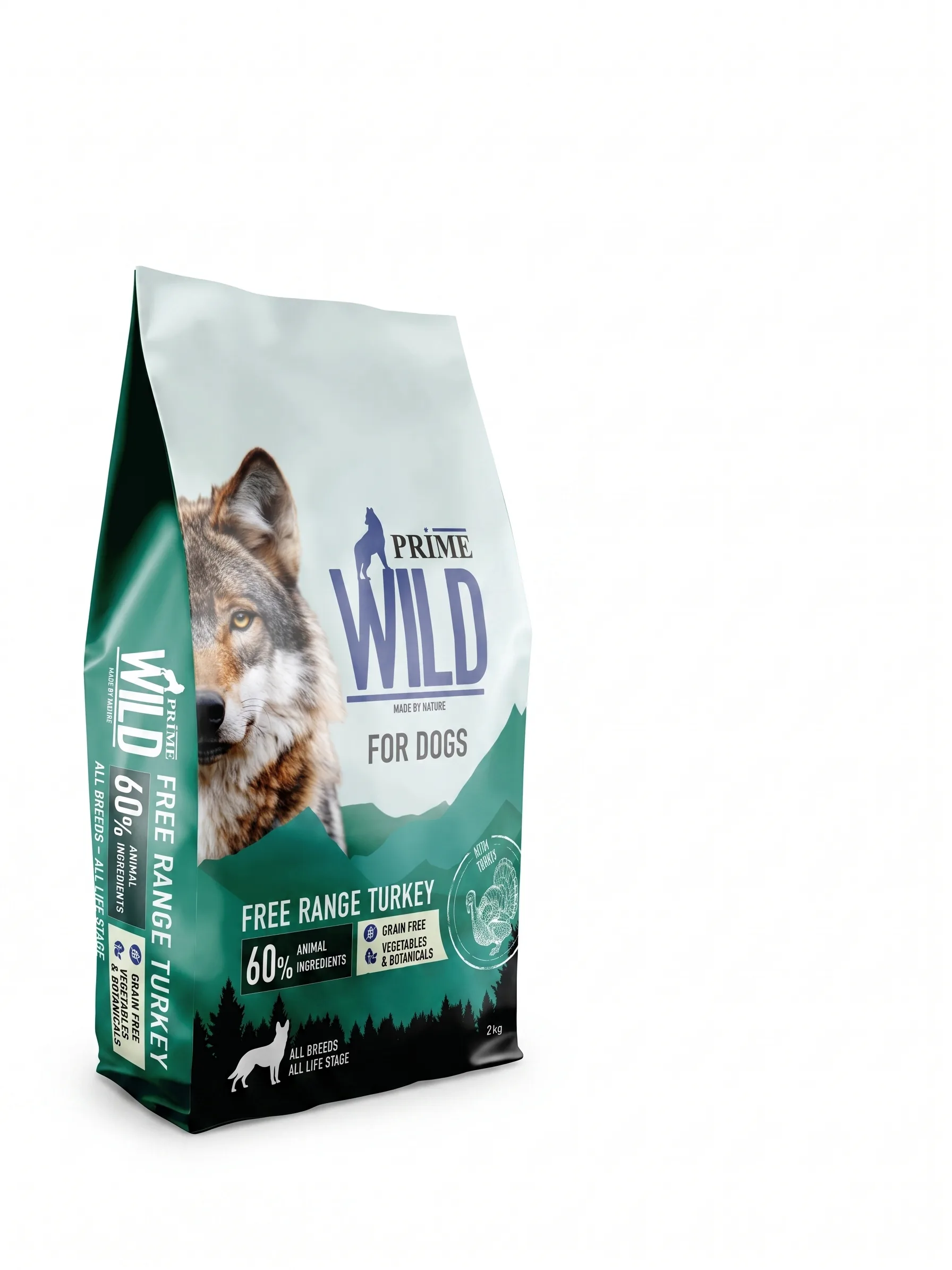 Изображение 1 для Корм для собак всех пород PRIME WILD GF FREE RANGE Сухой корм с индейкой, 2 кг