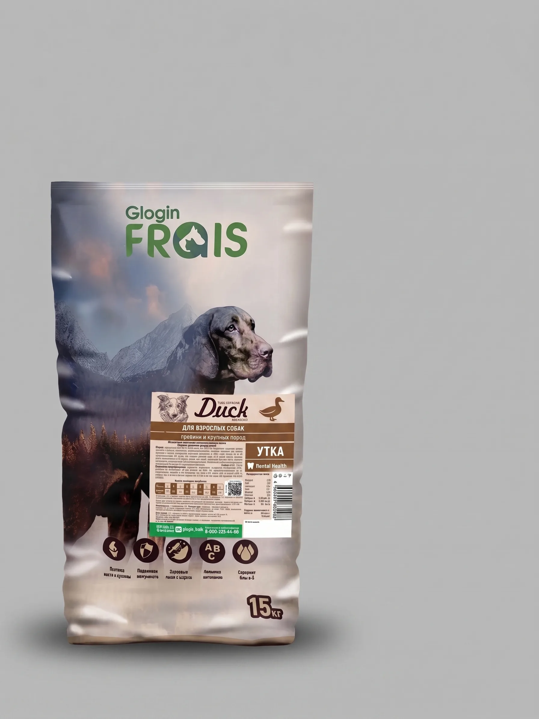 Изображение 1 для Сухой корм Frais Duck Plus для собак средних и крупных пород Утка, 15кг