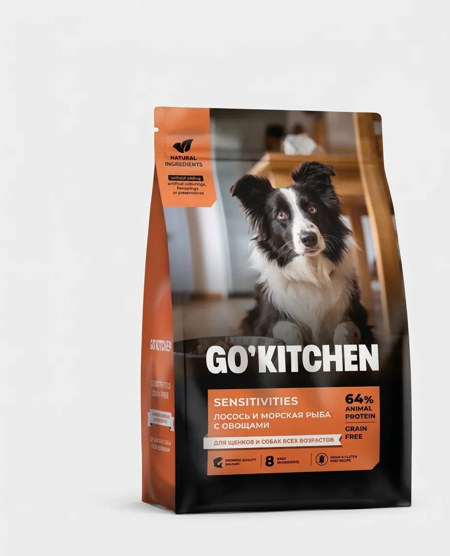Изображение 1 для Корм GO! KITCHEN для щенков и собак всех возрастов с лососем и морской рыбой для чувствительного пищеварения 1,59 кг/Гоу Китчен Sensitivities Seafish