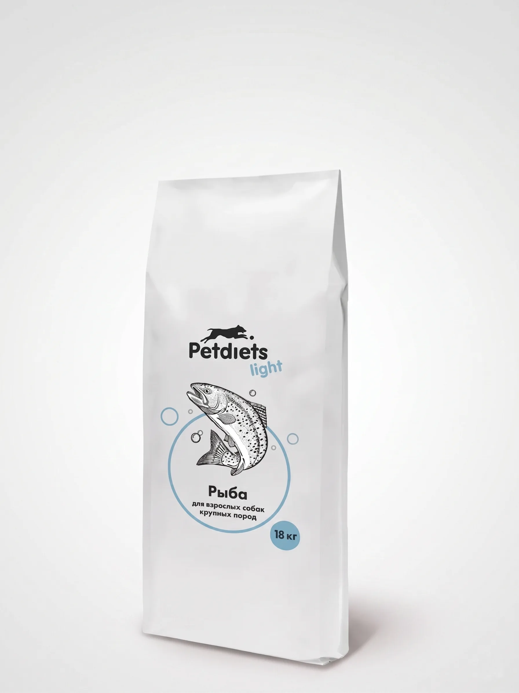 Изображение 1 для Корм сухой "Petdiets Light" для взрослых собак крупных пород, рыба, 18кг