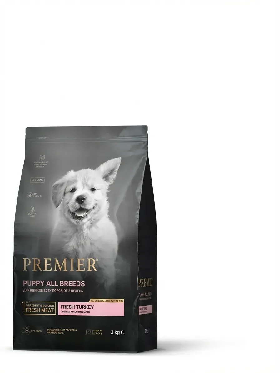Изображение 1 для Сухой низкозерновой корм Premier Dog Turkey Puppy для щенков, свежее мясо индейки - 3 кг