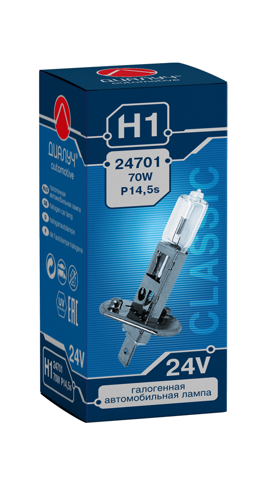 Лампа H1 24v 70w ДИАЛУЧ (10шт)