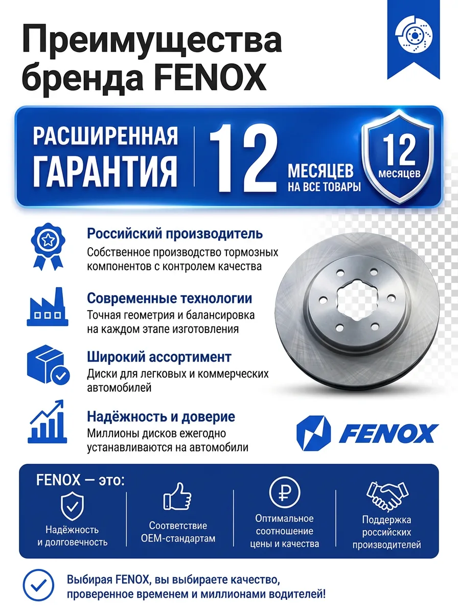 Тормозной диск задний Fenox для Sprinter и Crafter
